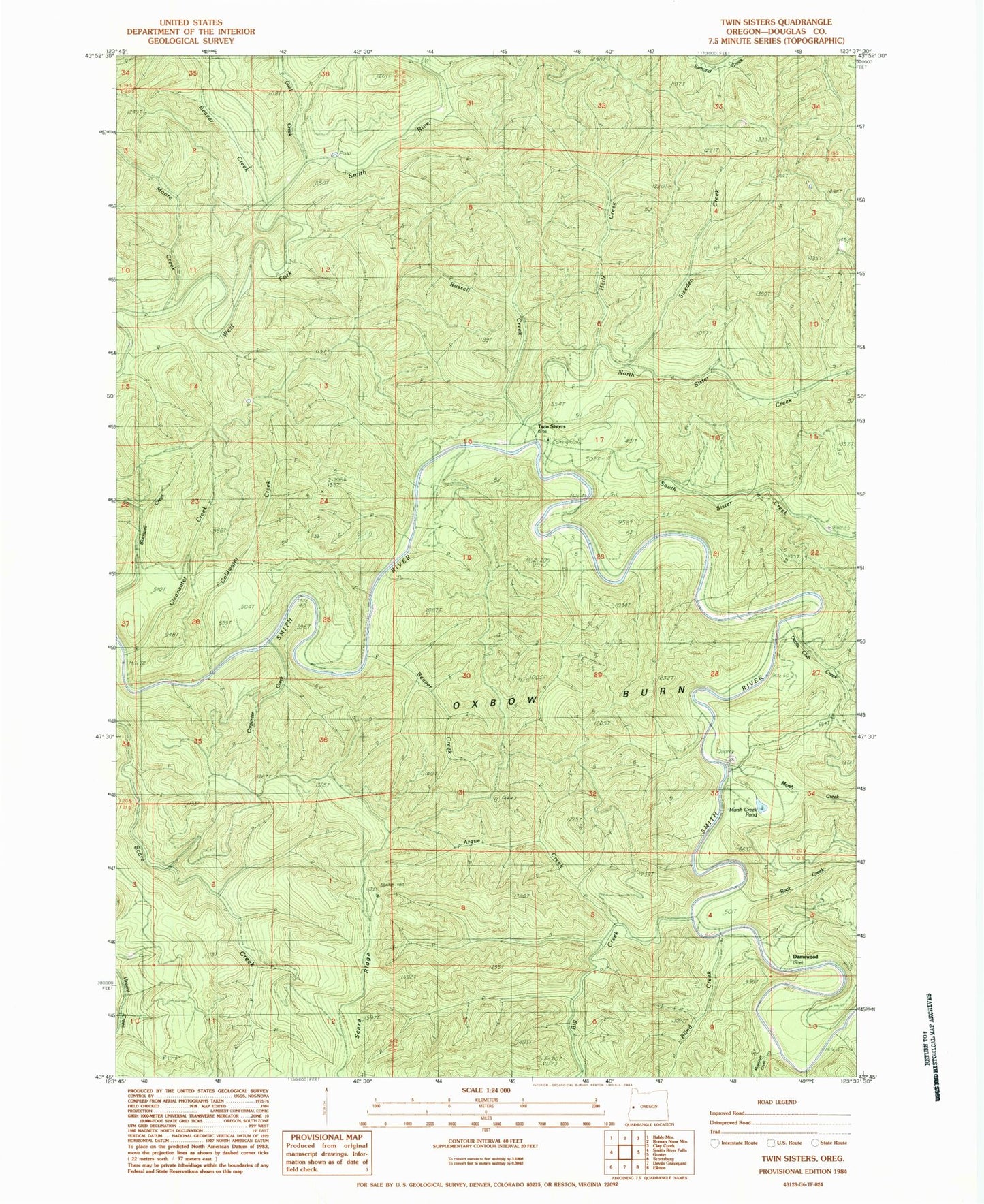 Classic USGS Twin Sisters Oregon 7.5'x7.5' Topo Map Image
