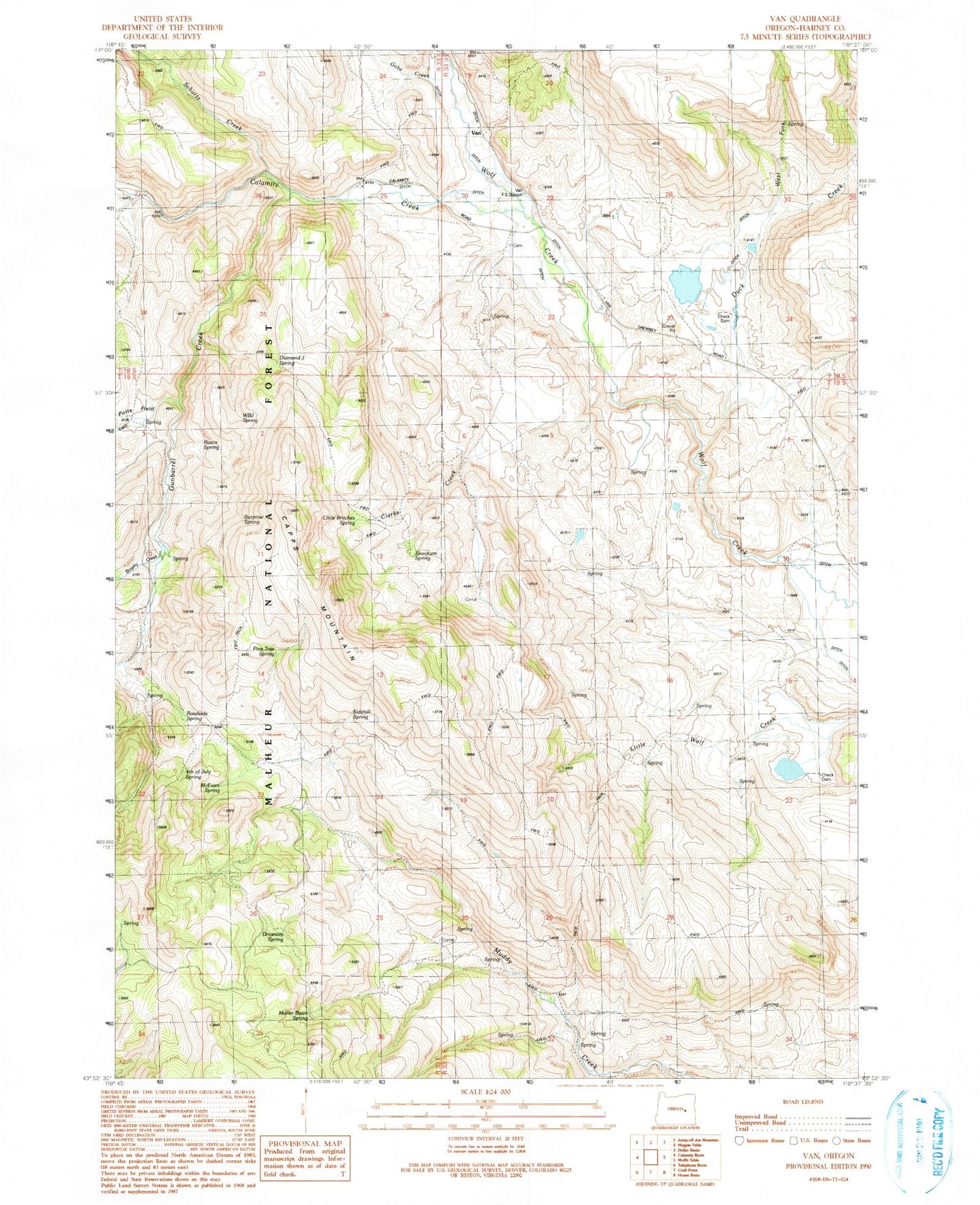 Classic USGS Van Oregon 7.5'x7.5' Topo Map Image
