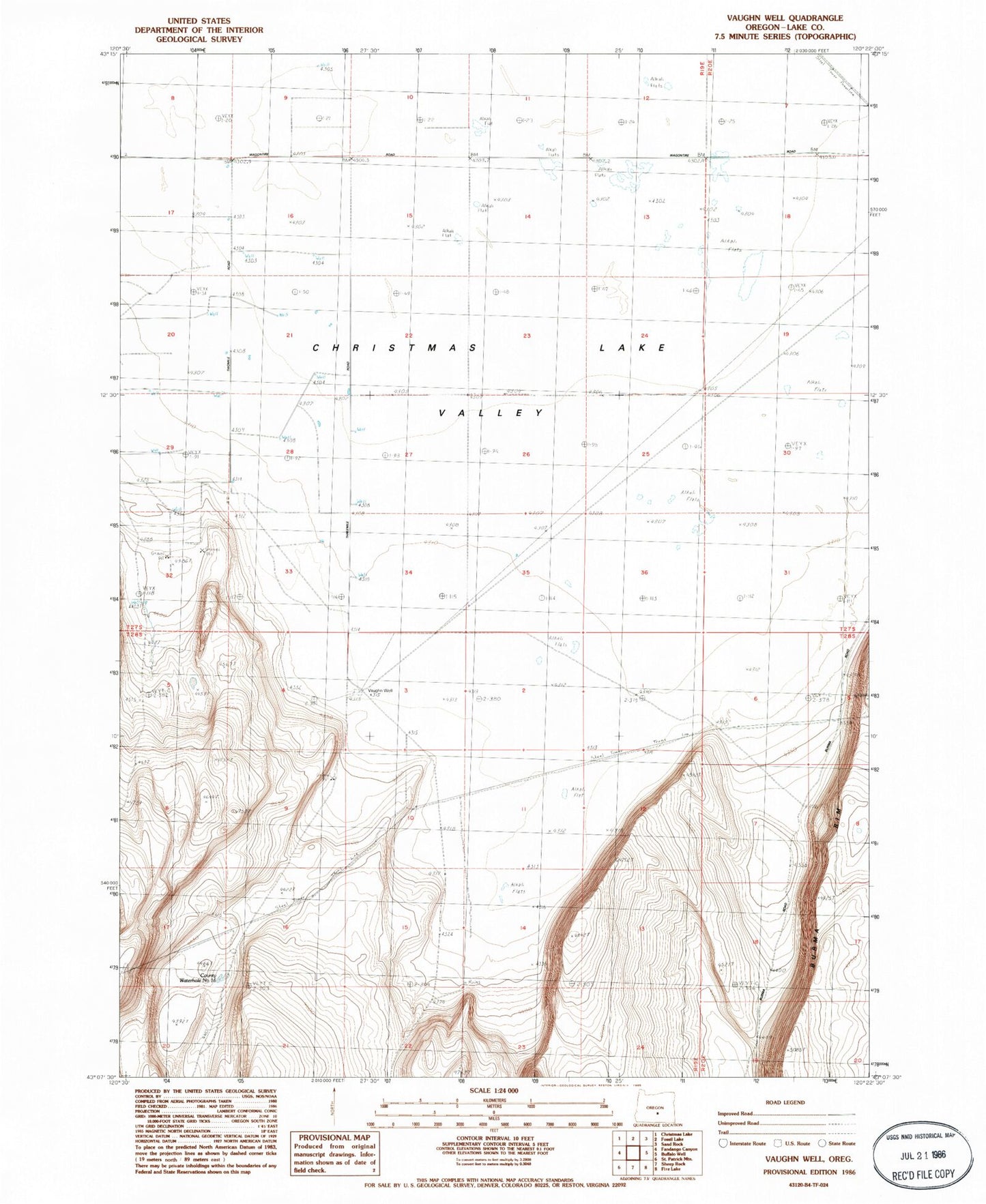 Classic USGS Vaughn Well Oregon 7.5'x7.5' Topo Map Image