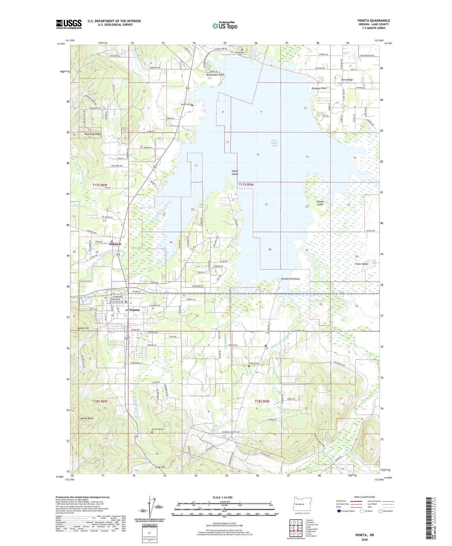 Veneta Oregon US Topo Map Image