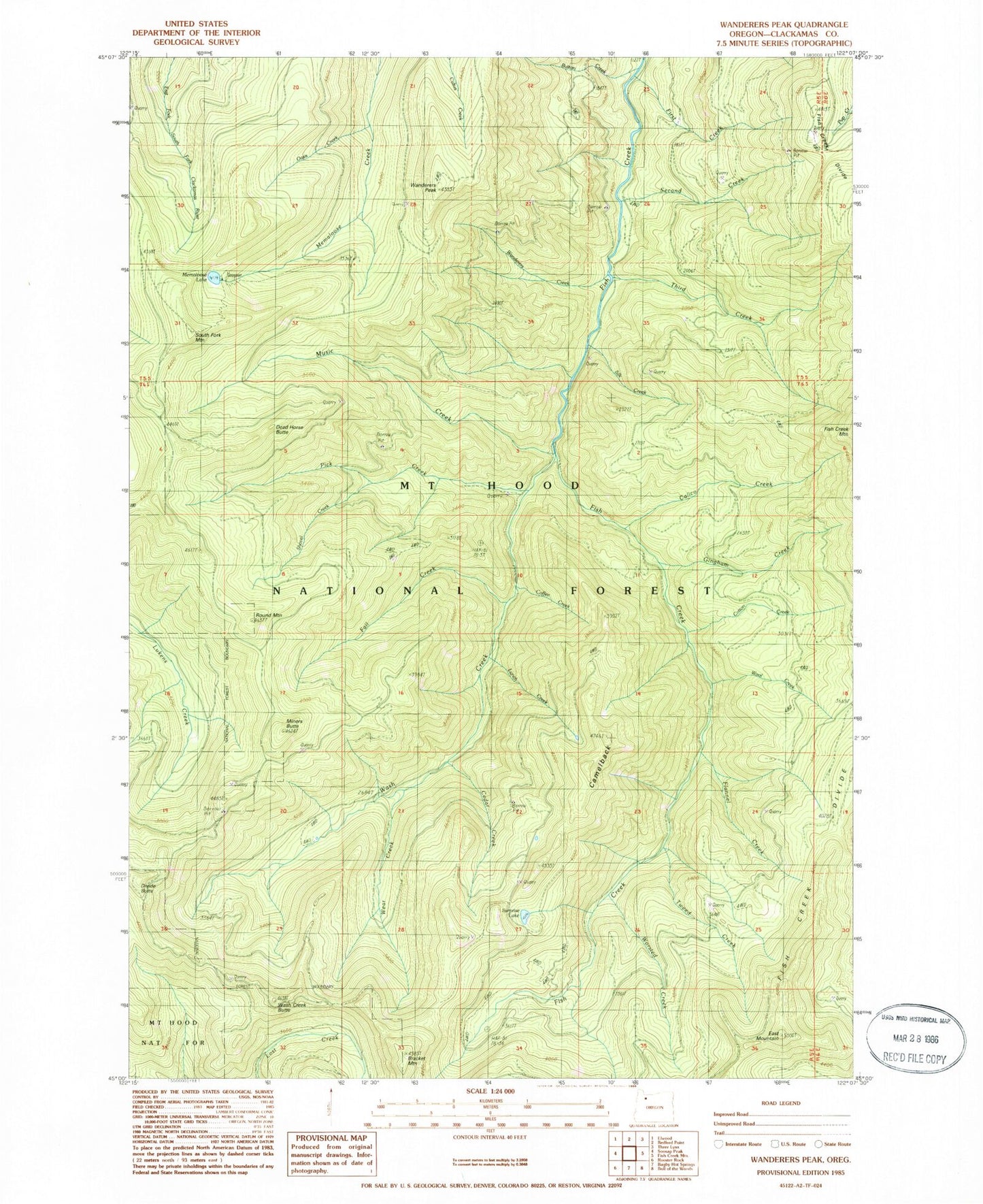 Classic USGS Wanderers Peak Oregon 7.5'x7.5' Topo Map Image