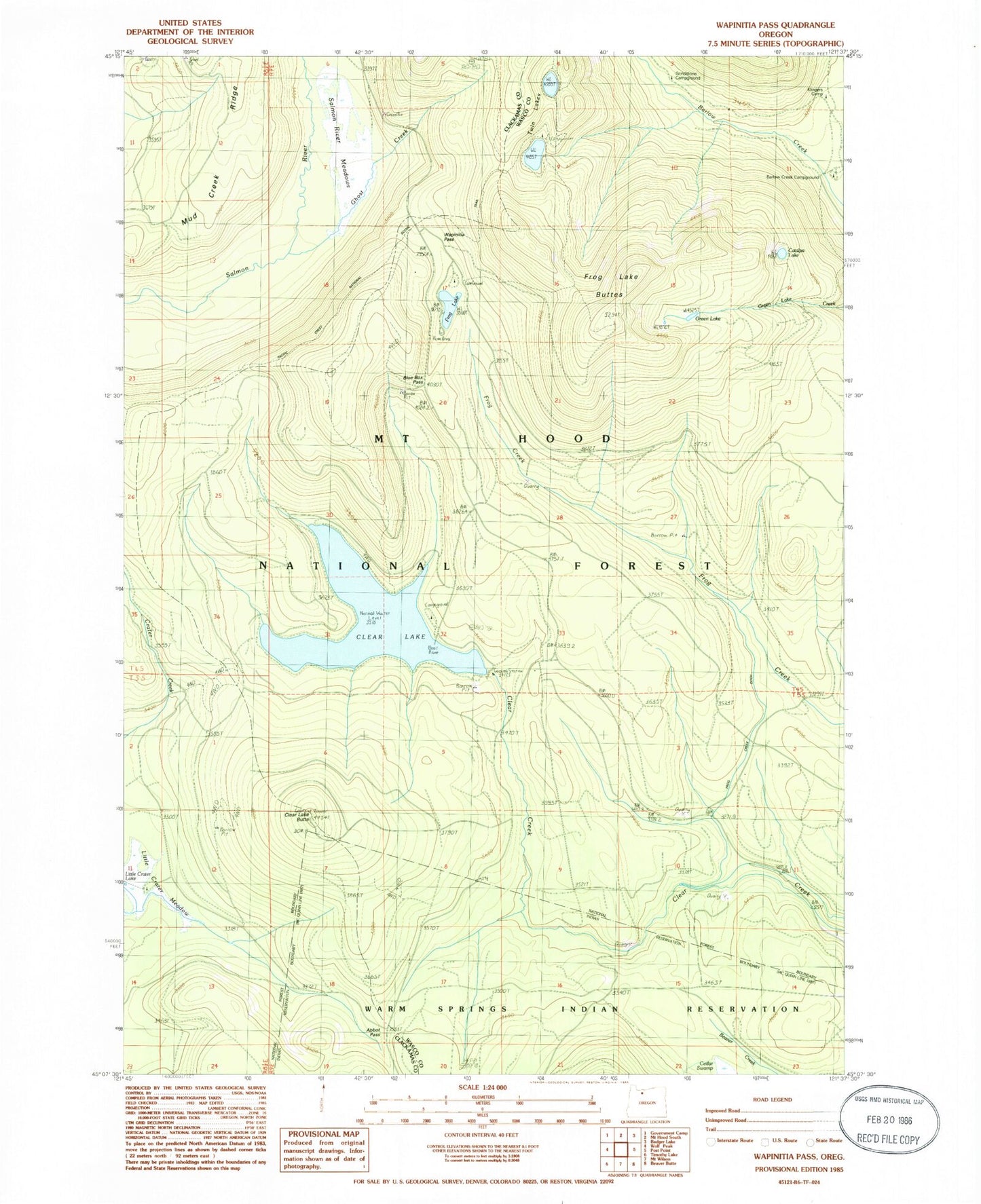 Classic USGS Wapinitia Pass Oregon 7.5'x7.5' Topo Map Image