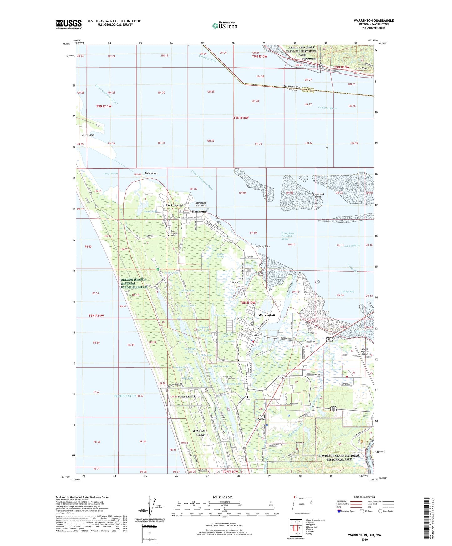 Warrenton Oregon US Topo Map Image