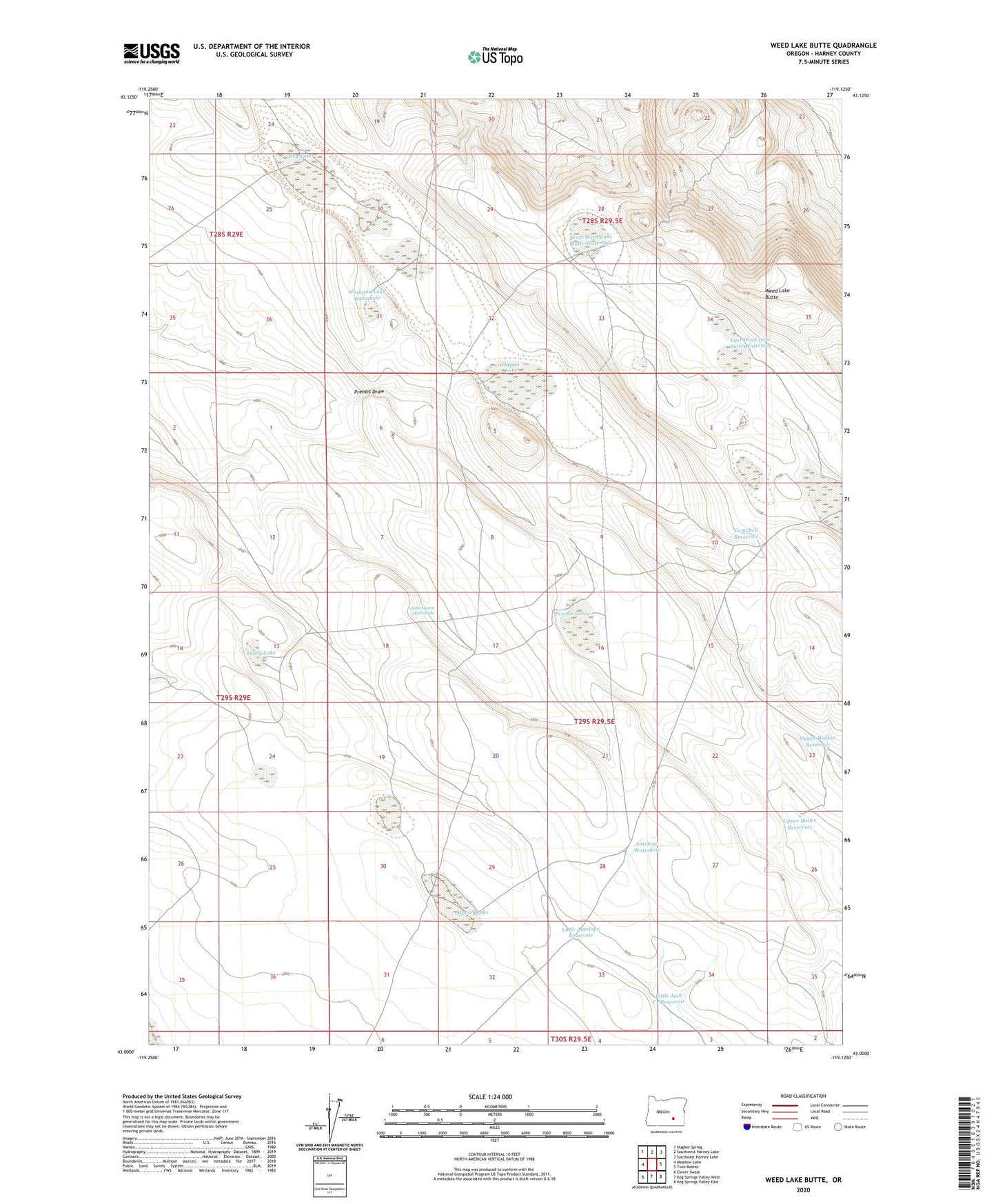 Weed Lake Butte Oregon US Topo Map Image