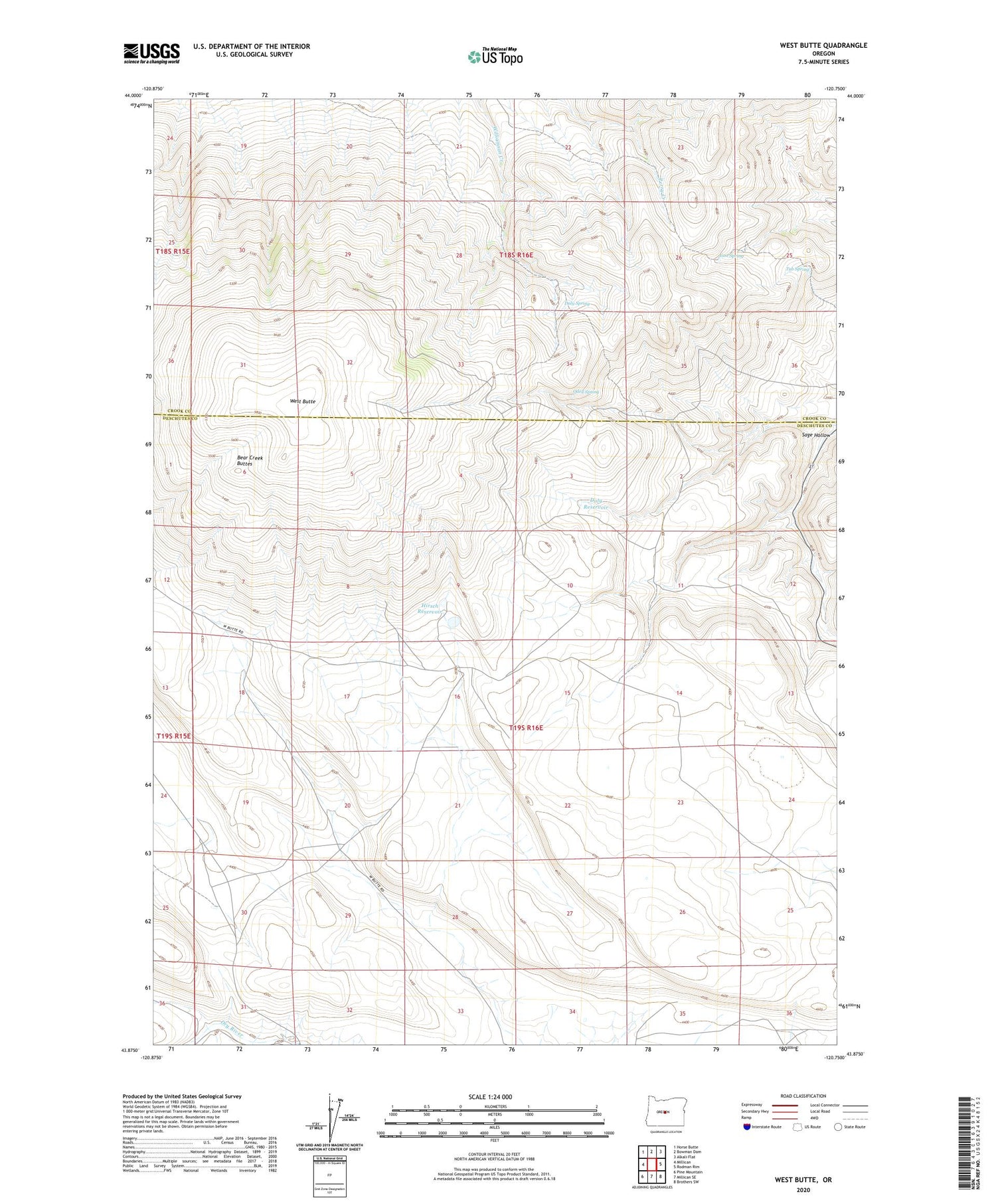West Butte Oregon US Topo Map Image