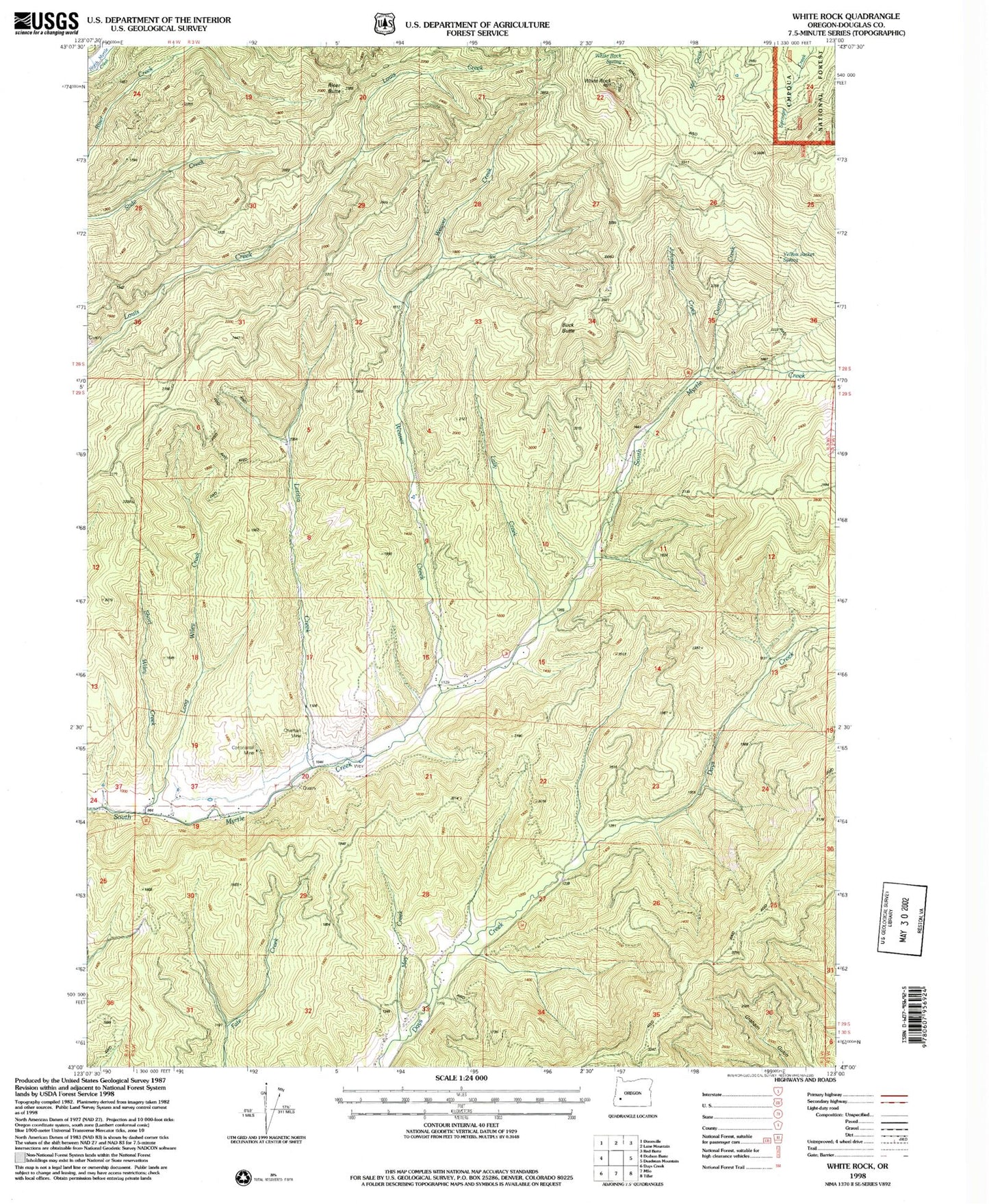 Classic USGS White Rock Oregon 7.5'x7.5' Topo Map Image