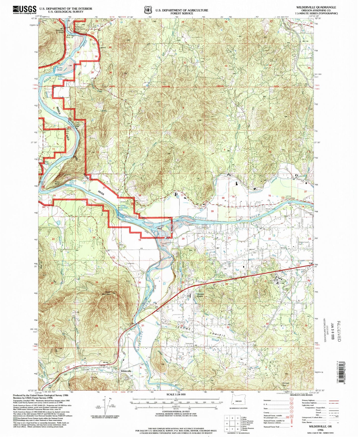 Classic USGS Wilderville Oregon 7.5'x7.5' Topo Map Image