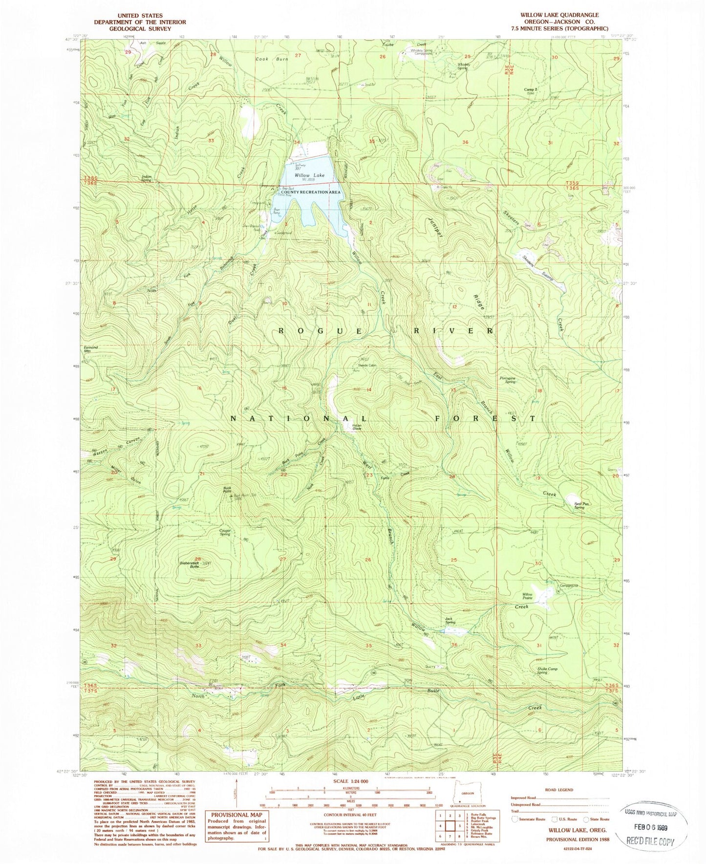 Classic USGS Willow Lake Oregon 7.5'x7.5' Topo Map Image