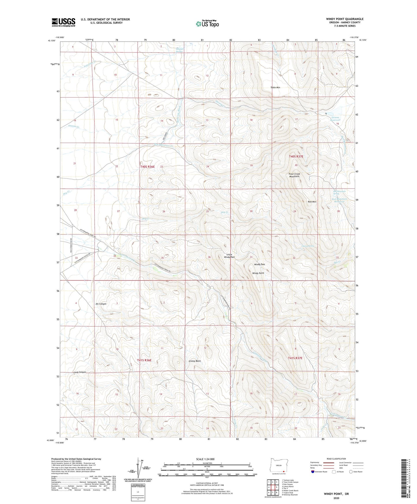 Windy Point Oregon US Topo Map Image