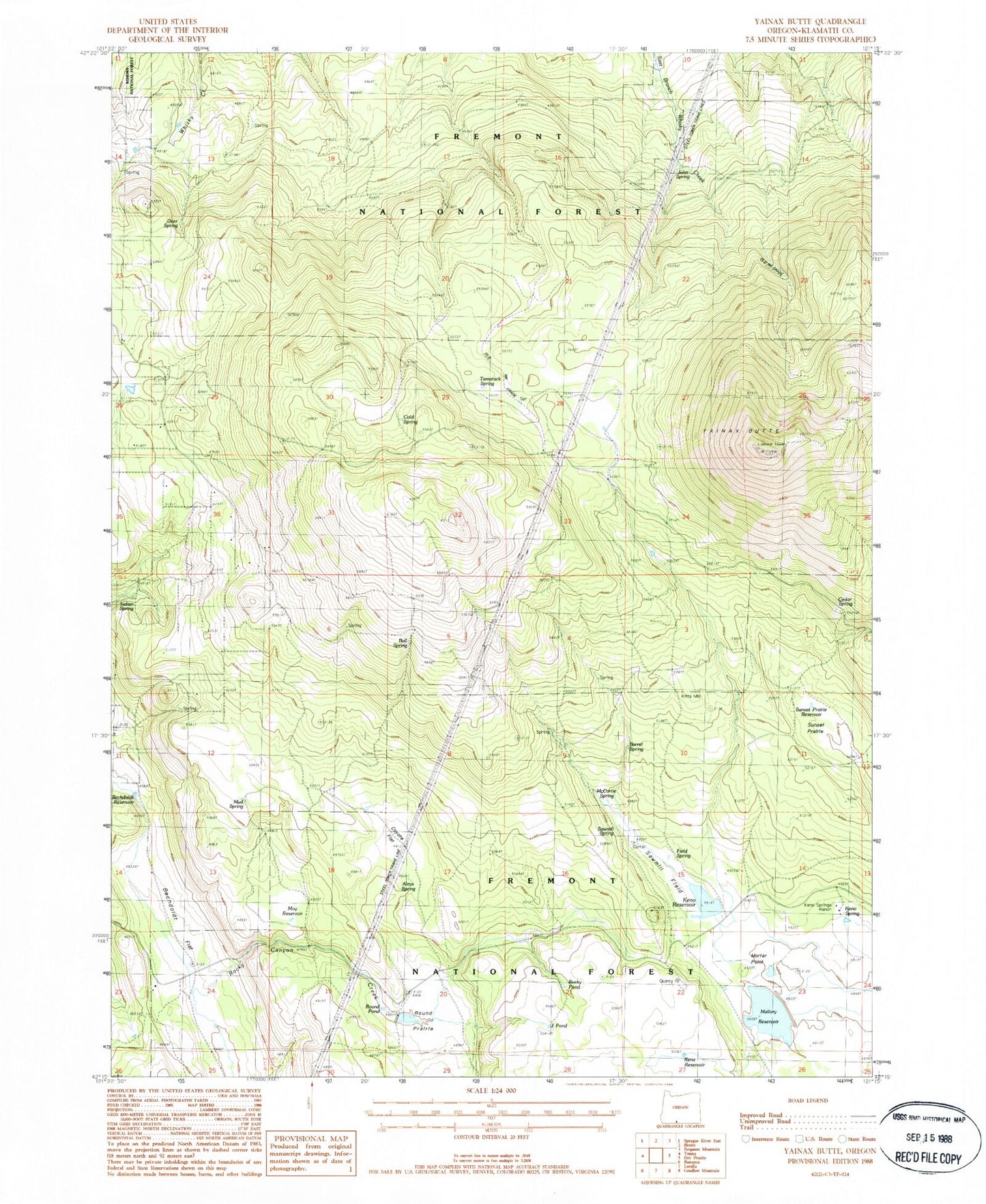 Classic USGS Yainax Butte Oregon 7.5'x7.5' Topo Map Image