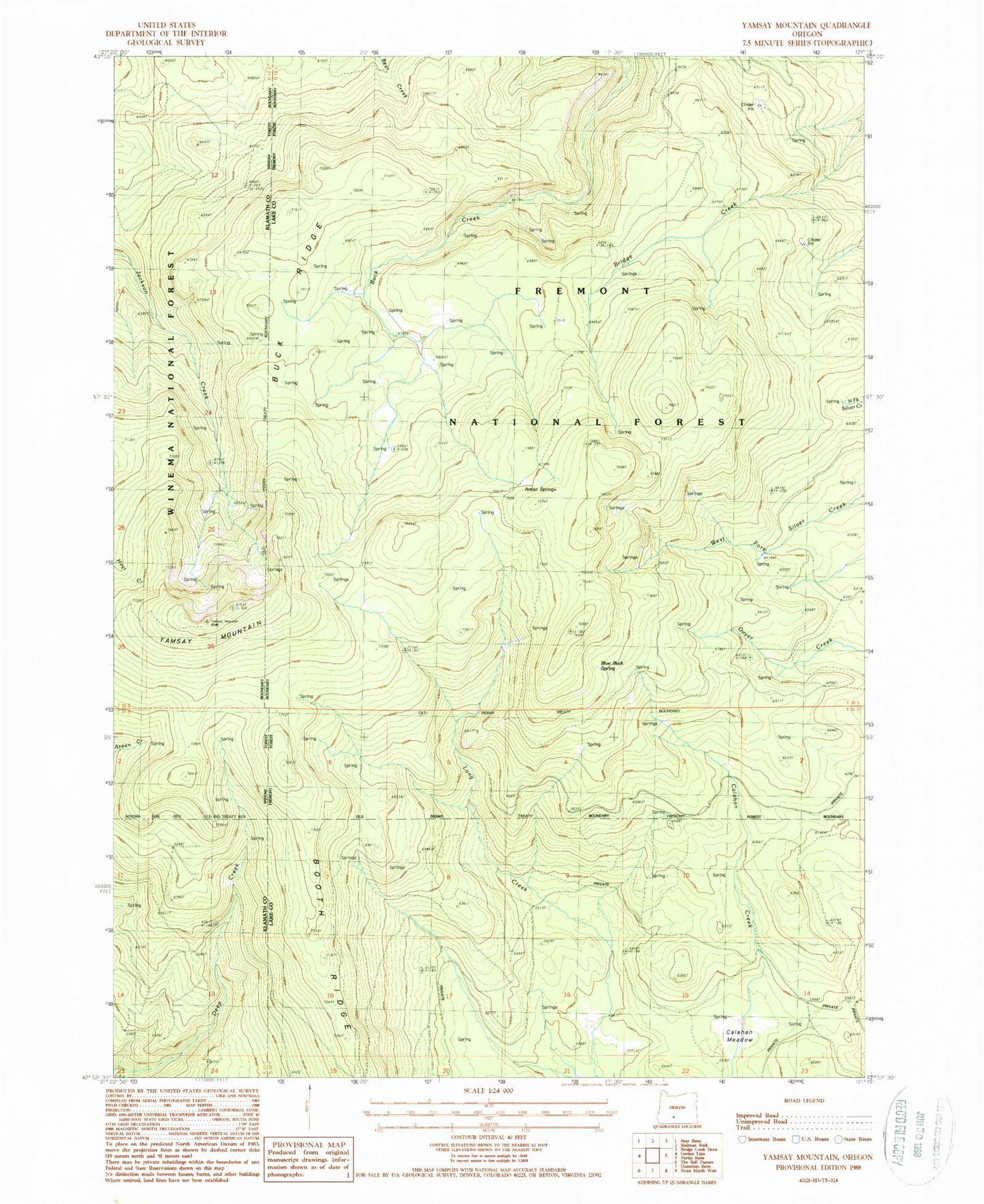 Classic USGS Yamsay Mountain Oregon 7.5'x7.5' Topo Map Image