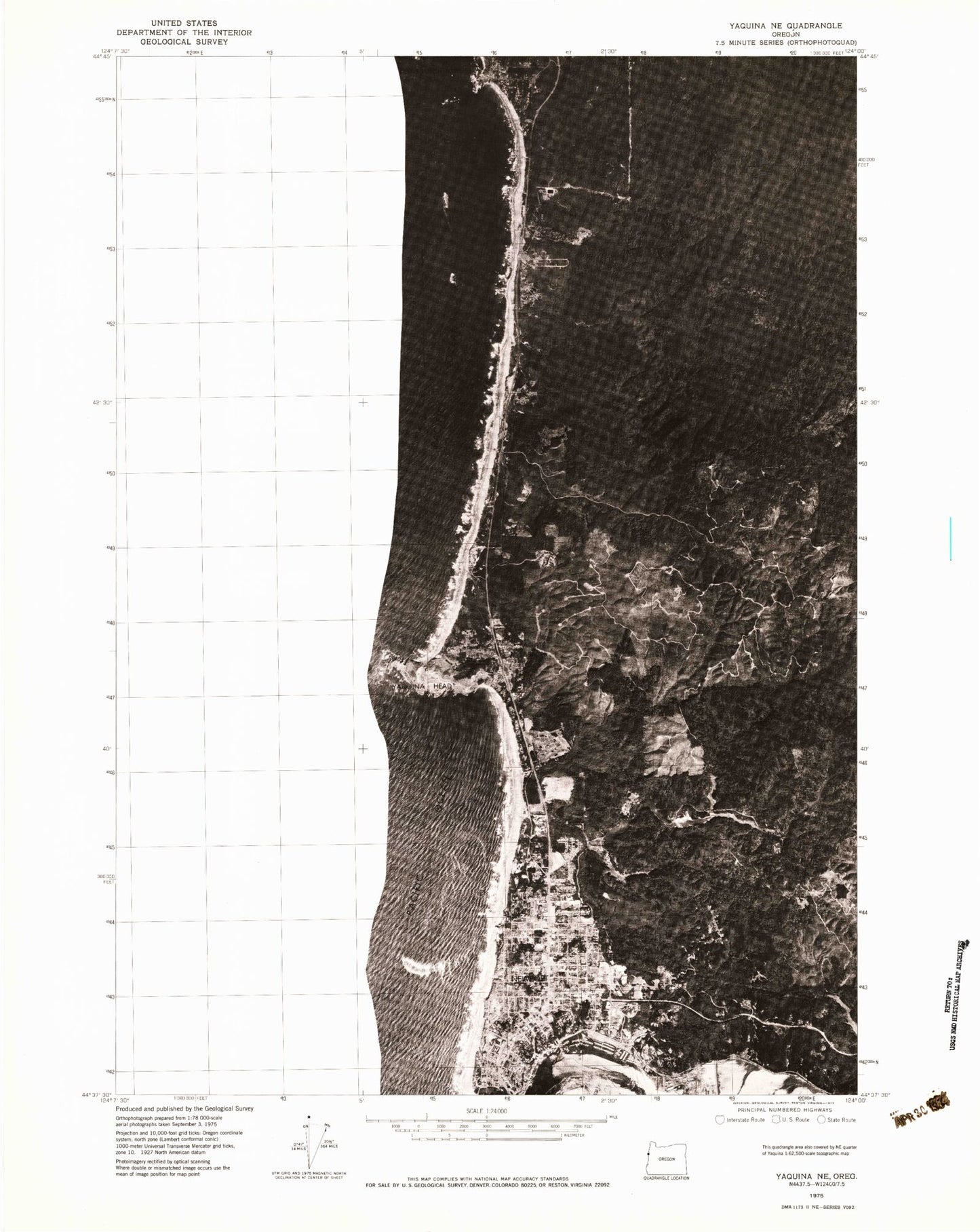 Classic USGS Newport North Oregon 7.5'x7.5' Topo Map Image