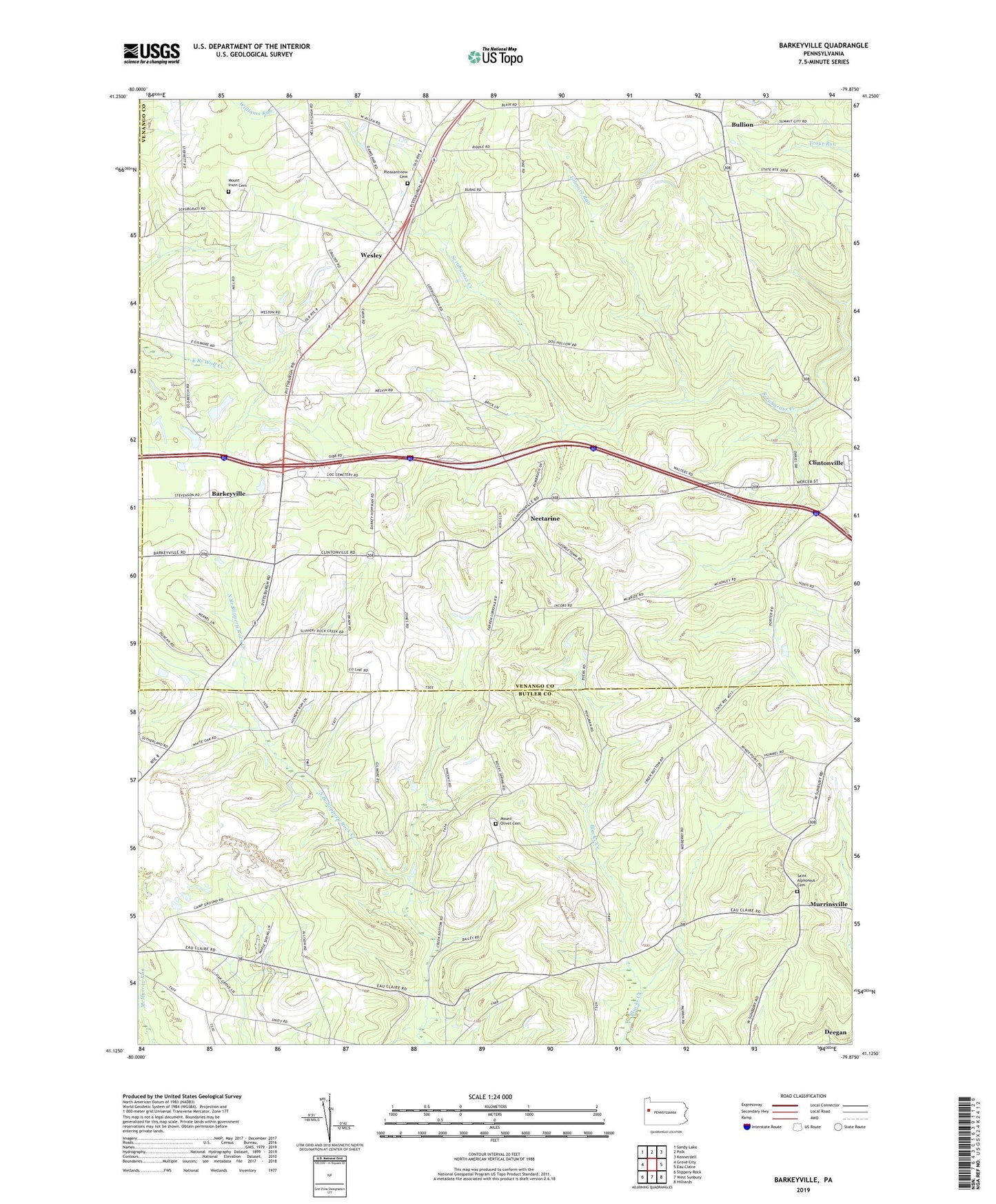 Barkeyville Pennsylvania US Topo Map Image