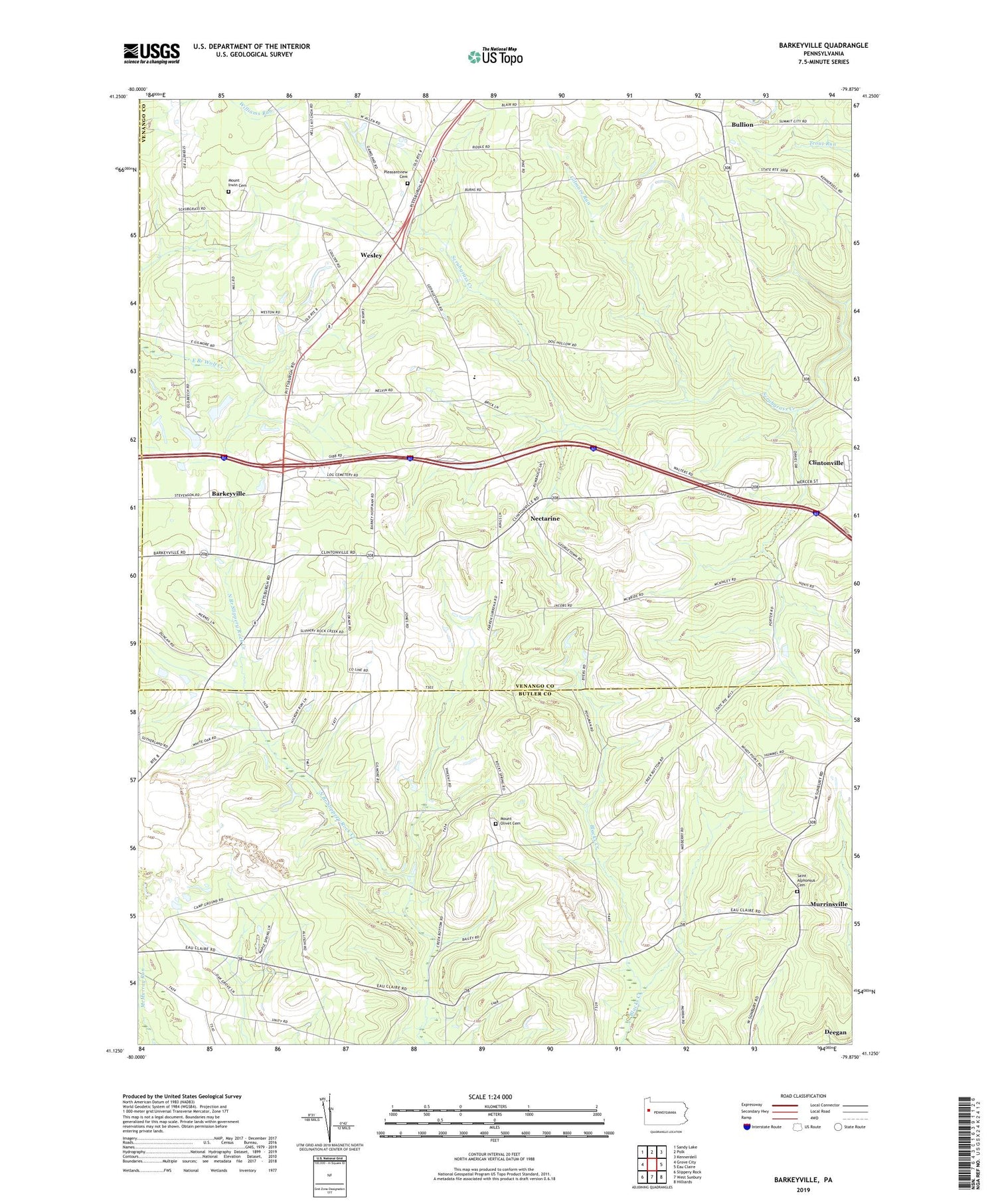 Barkeyville Pennsylvania US Topo Map Image