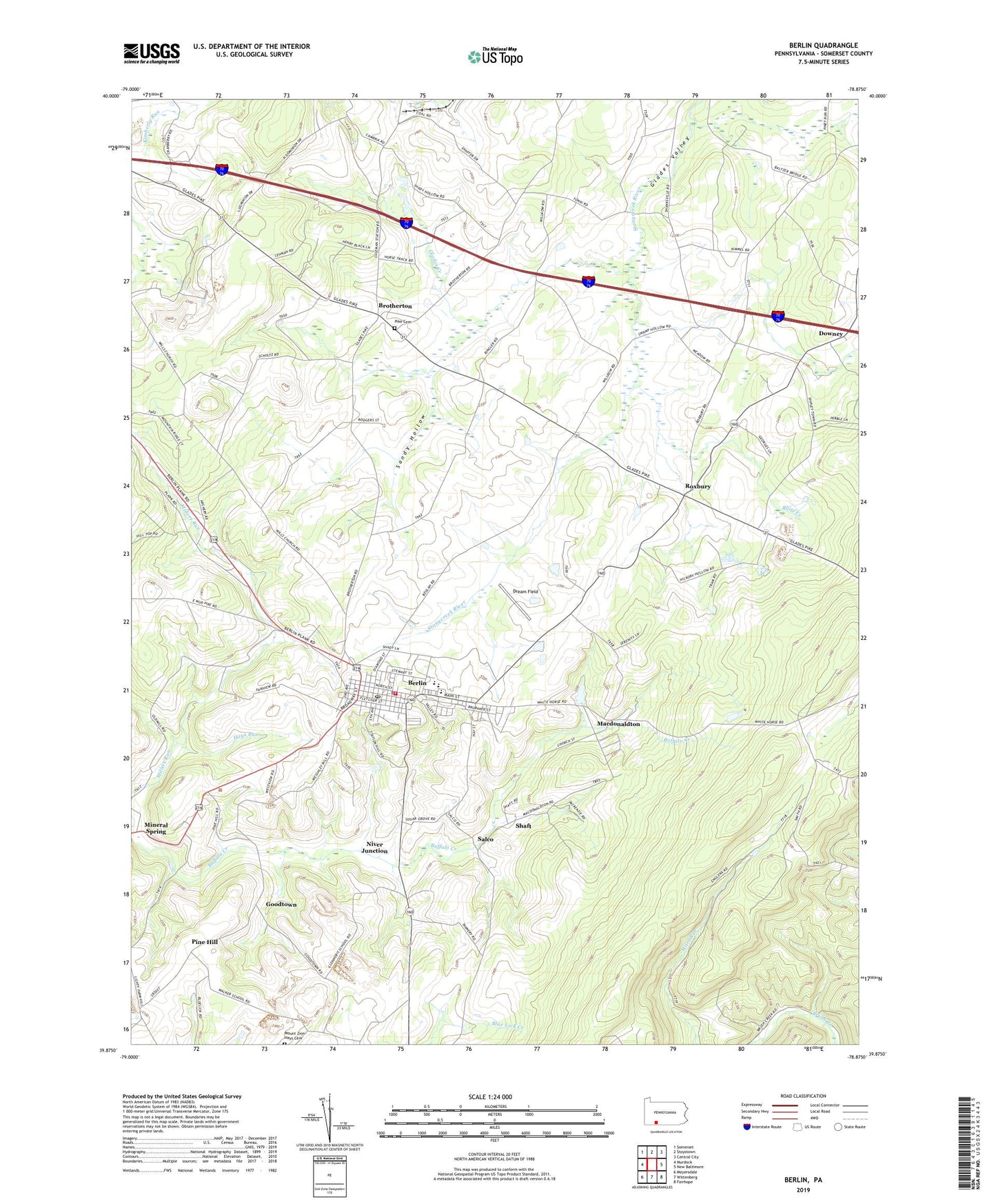 Berlin Pennsylvania US Topo Map Image