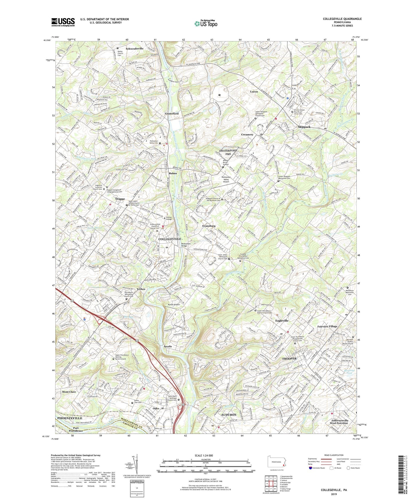 Collegeville Pennsylvania US Topo Map Image