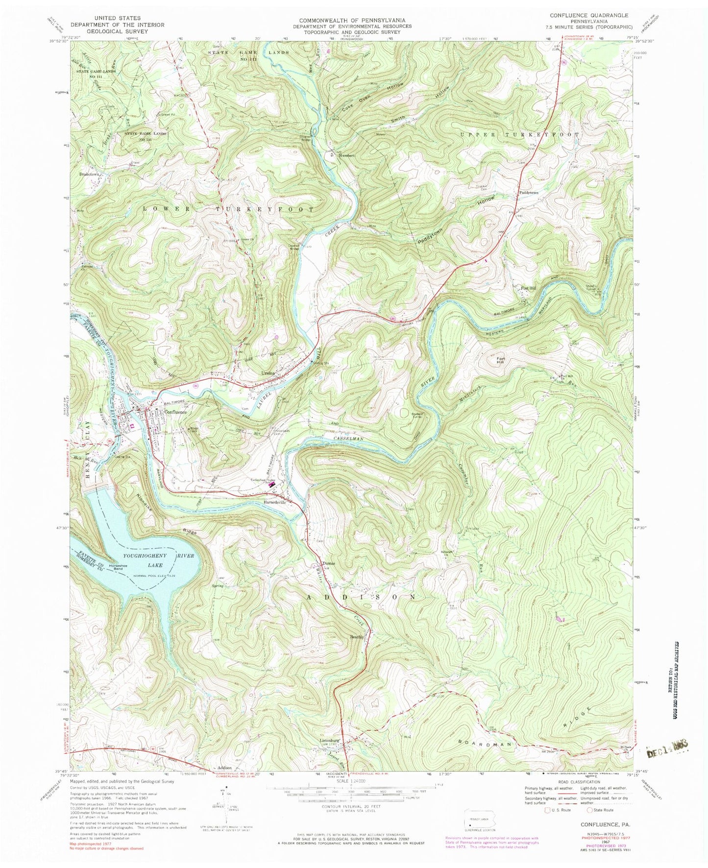 Classic USGS Confluence Pennsylvania 7.5'x7.5' Topo Map Image