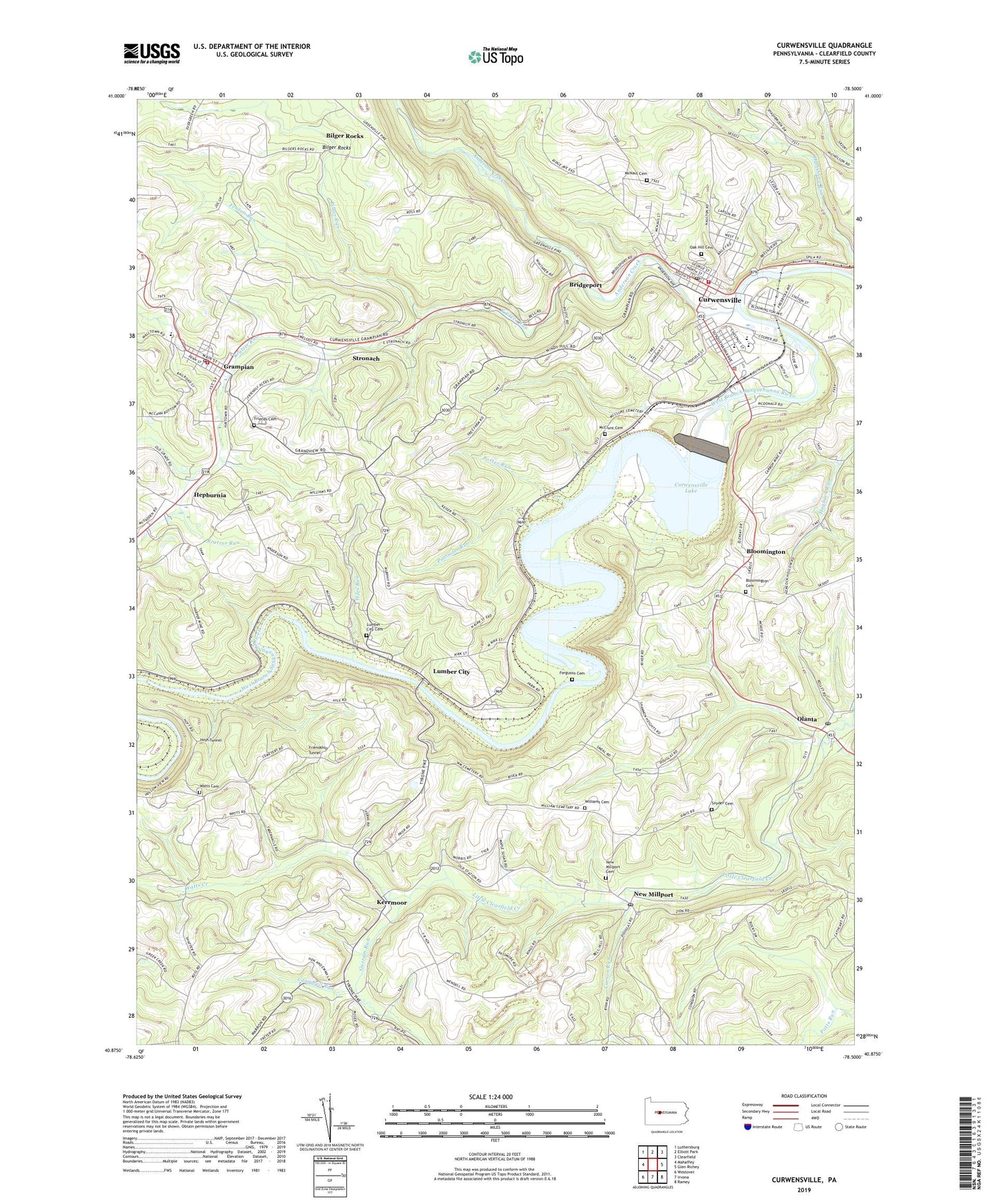 Curwensville Pennsylvania US Topo Map Image