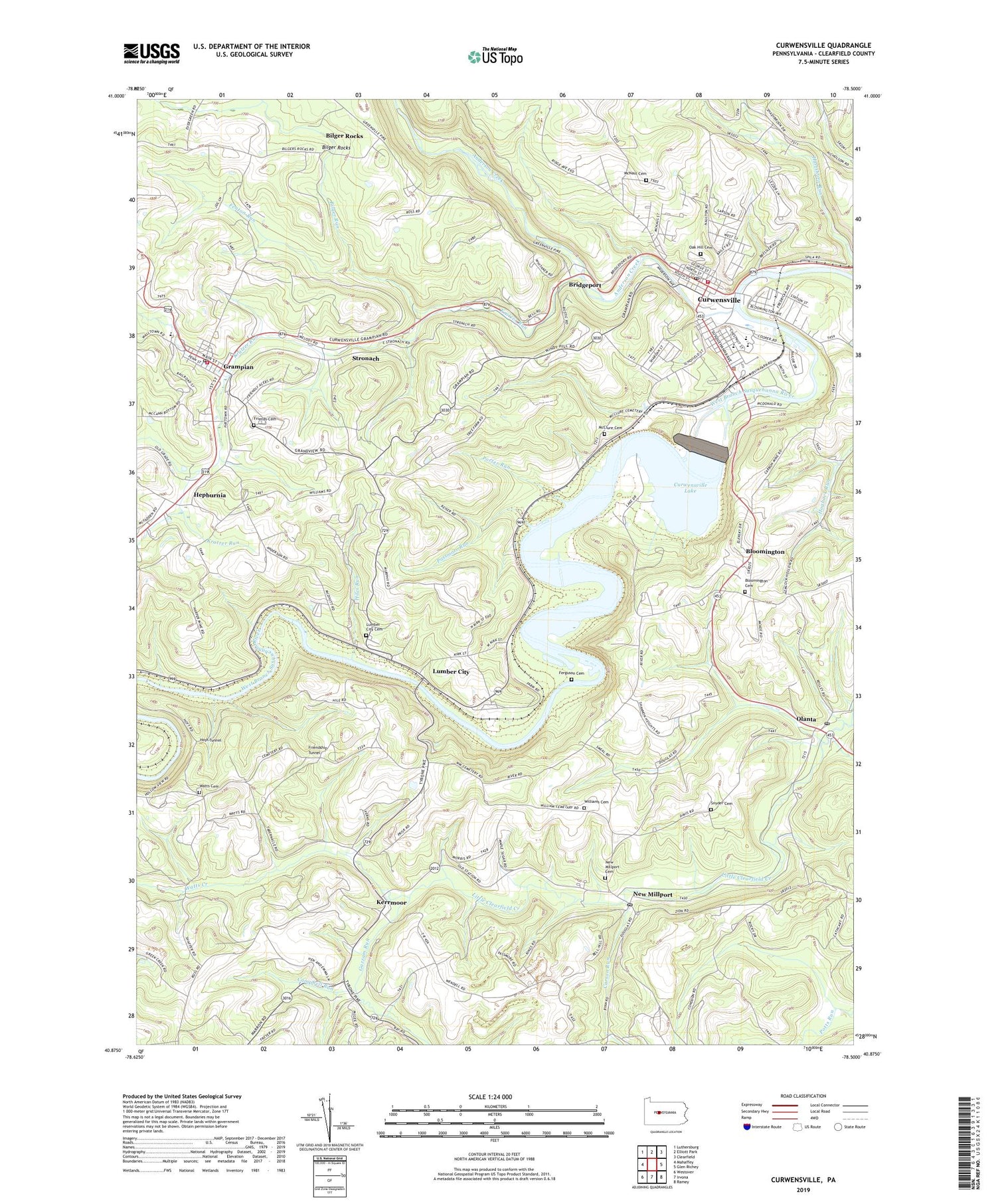 Curwensville Pennsylvania US Topo Map Image