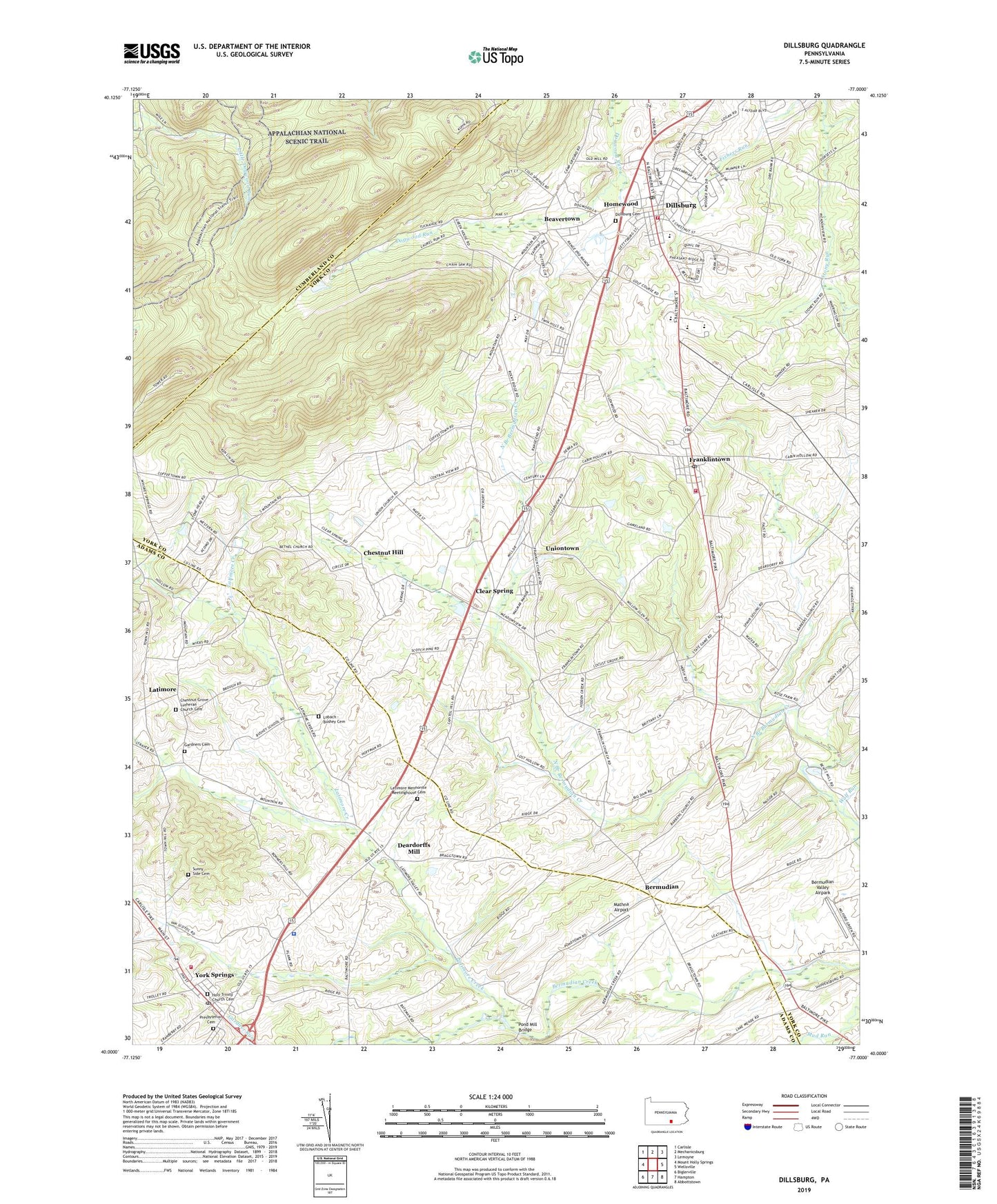 Dillsburg Pennsylvania US Topo Map Image
