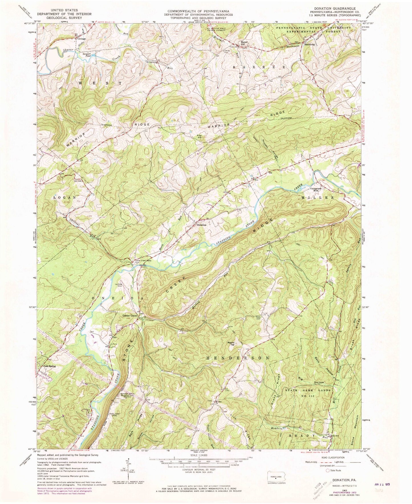 Classic USGS Donation Pennsylvania 7.5'x7.5' Topo Map Image