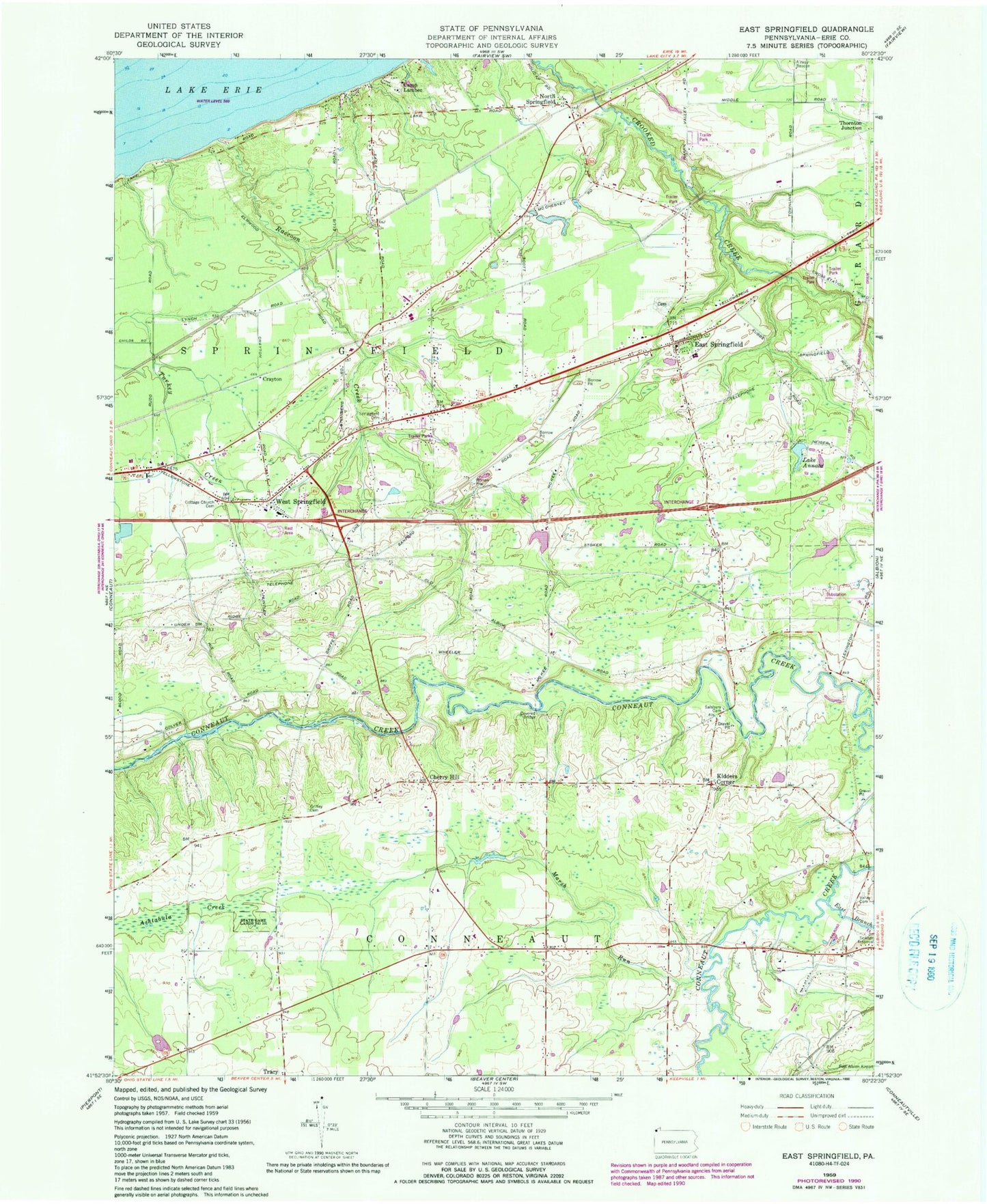 Classic USGS East Springfield Pennsylvania 7.5'x7.5' Topo Map Image