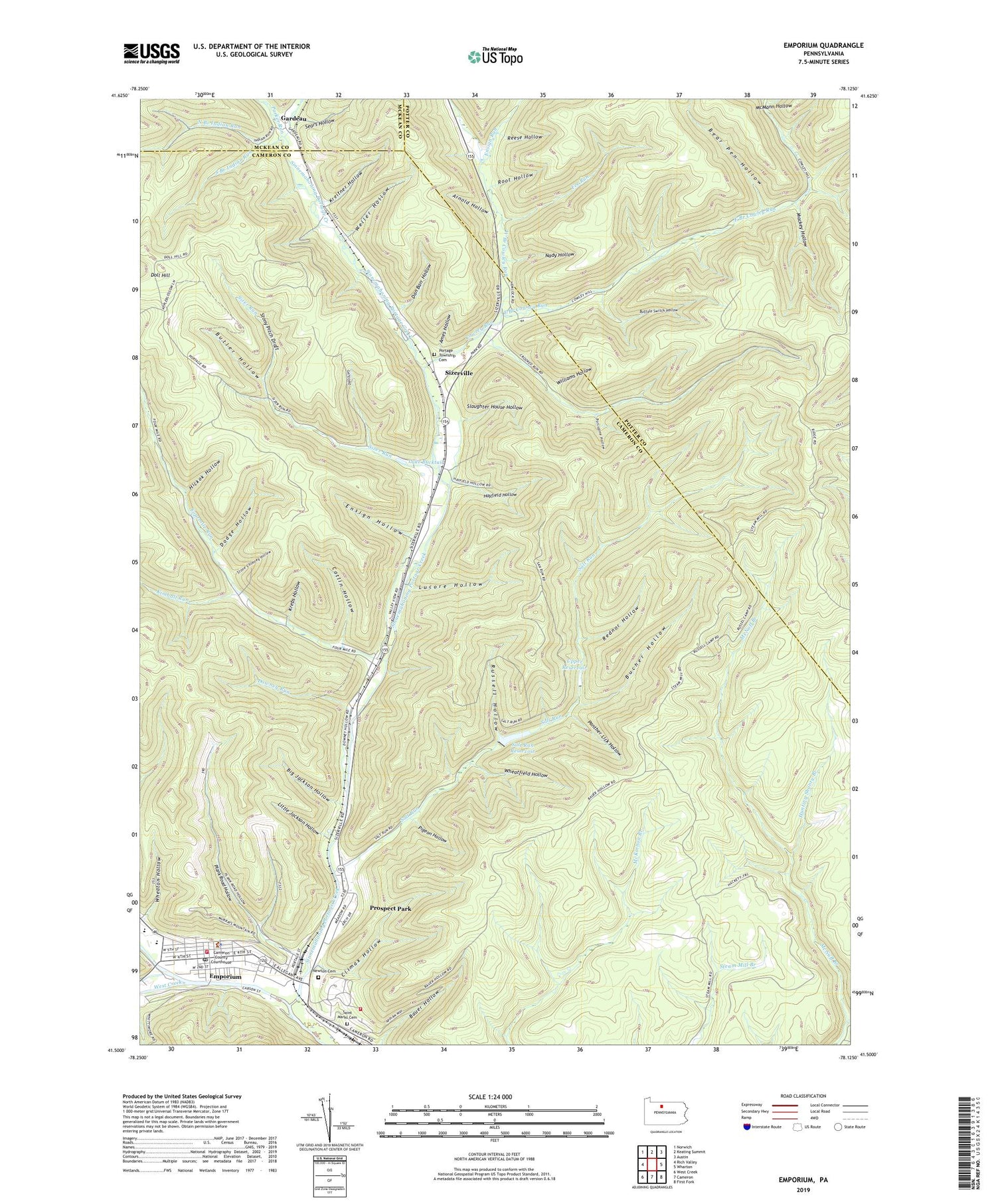 Emporium Pennsylvania US Topo Map Image