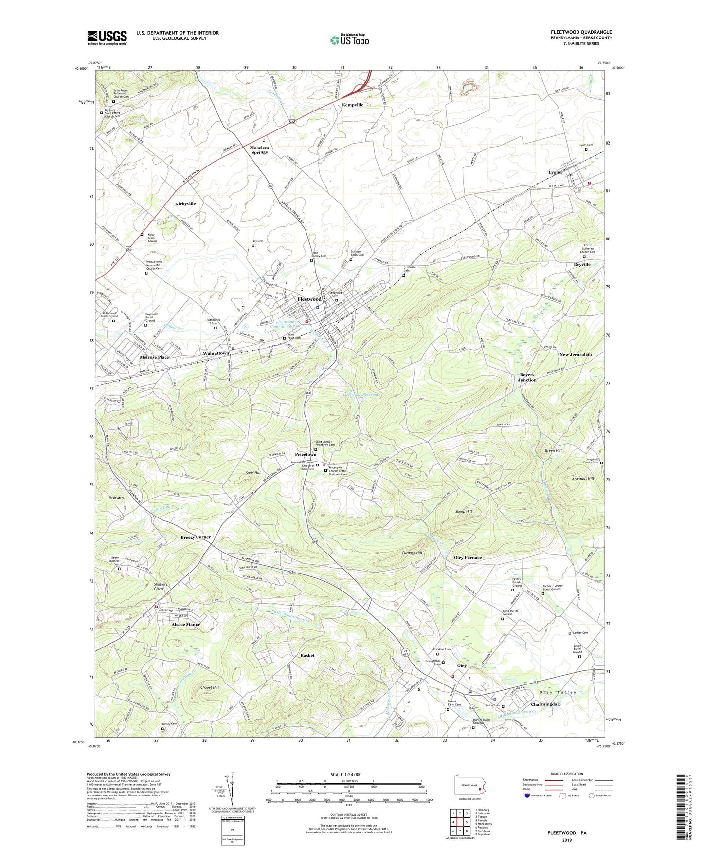 Fleetwood Pennsylvania US Topo Map Image