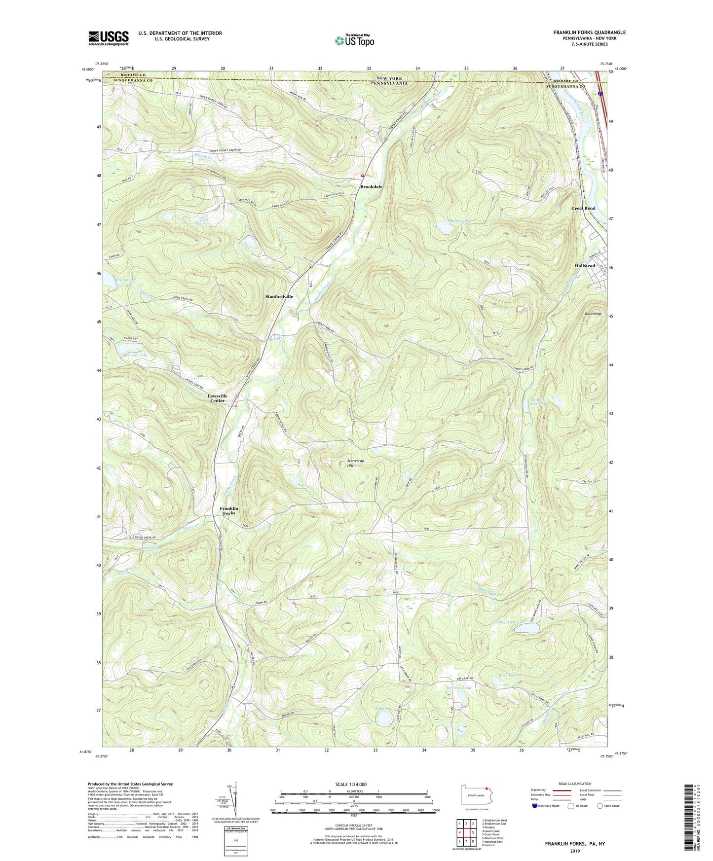 Franklin Forks Pennsylvania US Topo Map Image