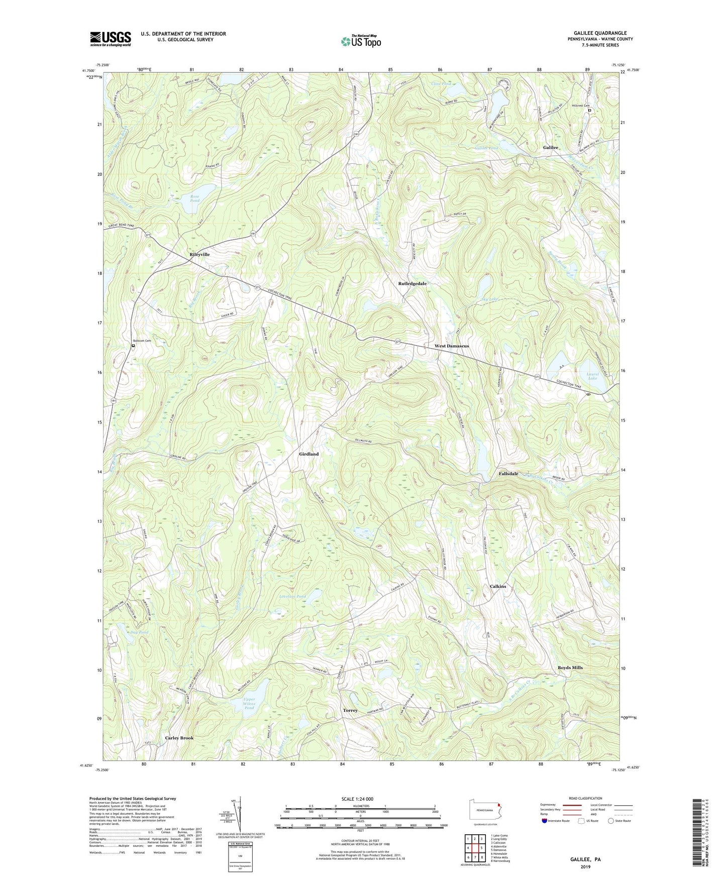 Galilee Pennsylvania US Topo Map Image