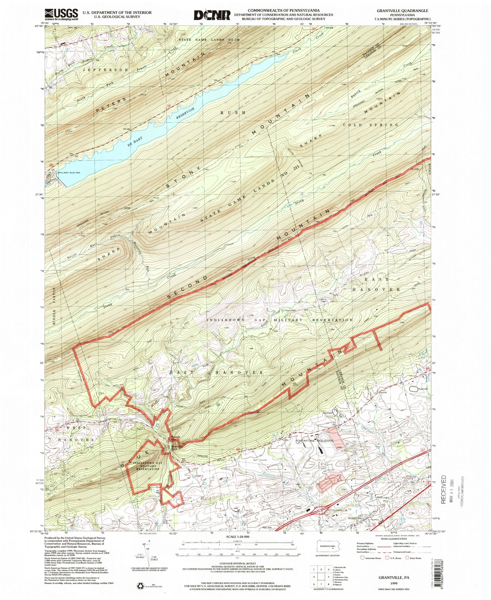 Classic USGS Grantville Pennsylvania 7.5'x7.5' Topo Map MyTopo Map Store