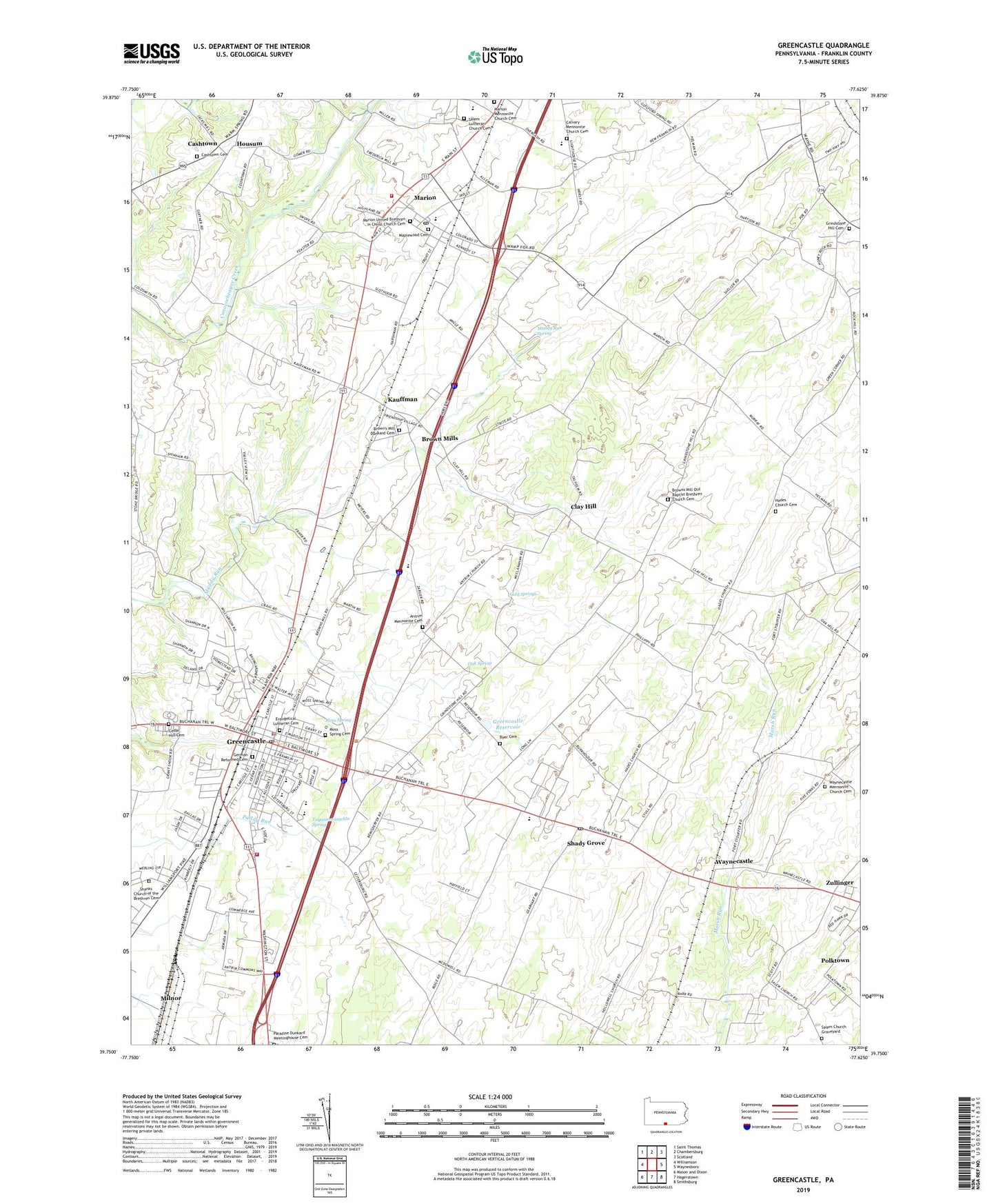 Greencastle Pennsylvania US Topo Map Image