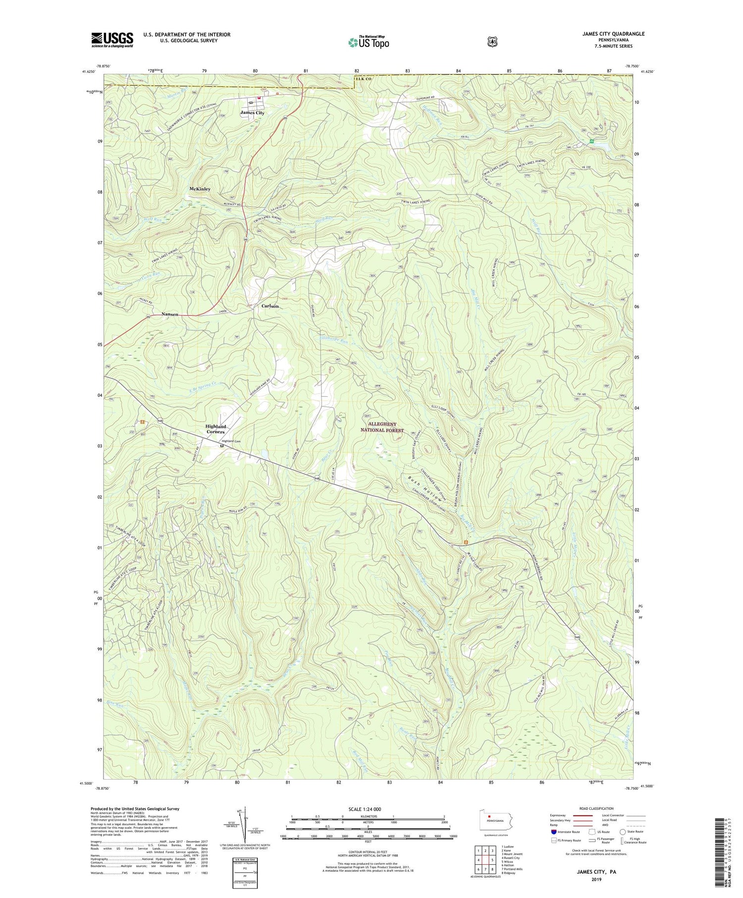 James City Pennsylvania US Topo Map Image