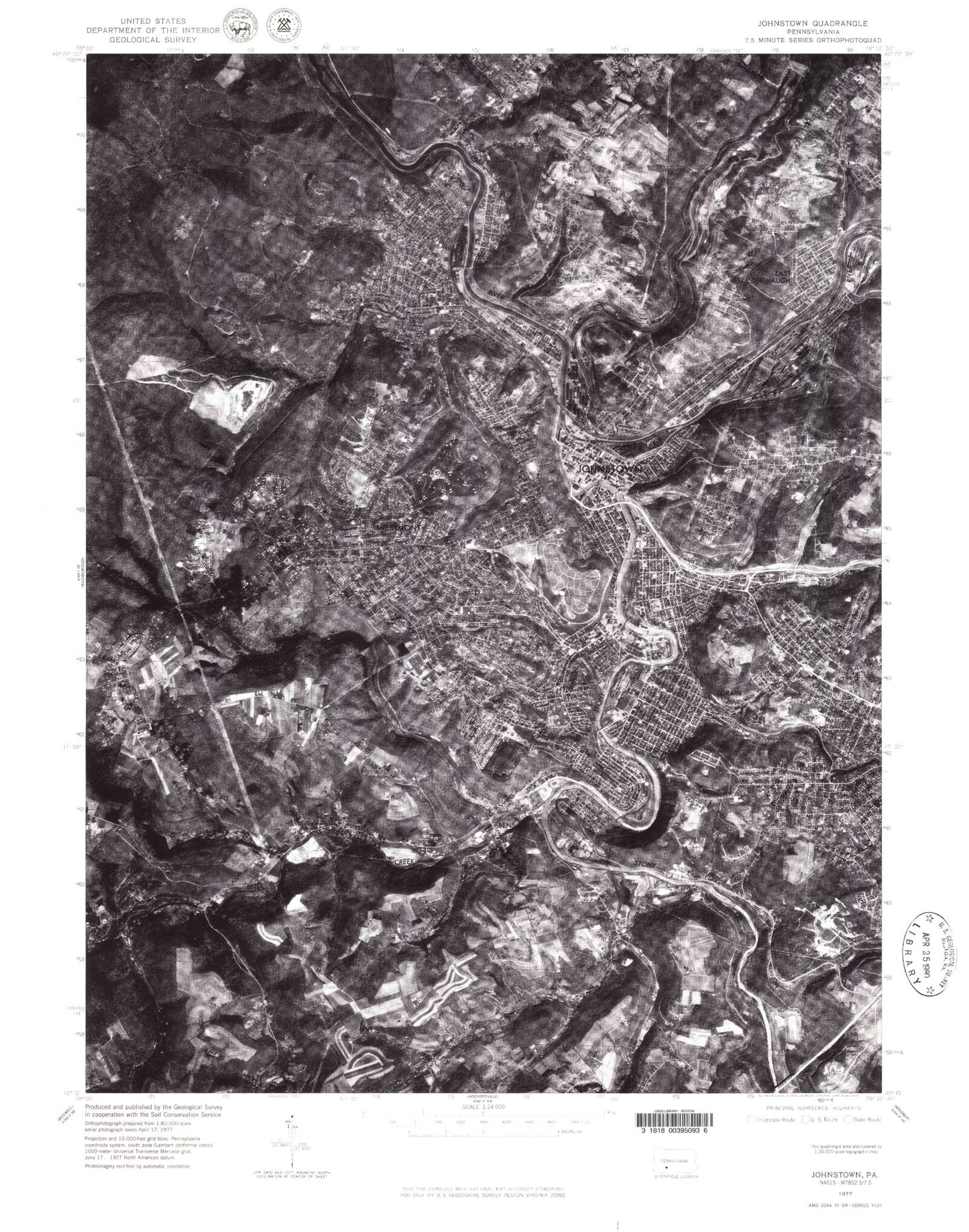 Classic USGS Johnstown Pennsylvania 7.5'x7.5' Topo Map Image