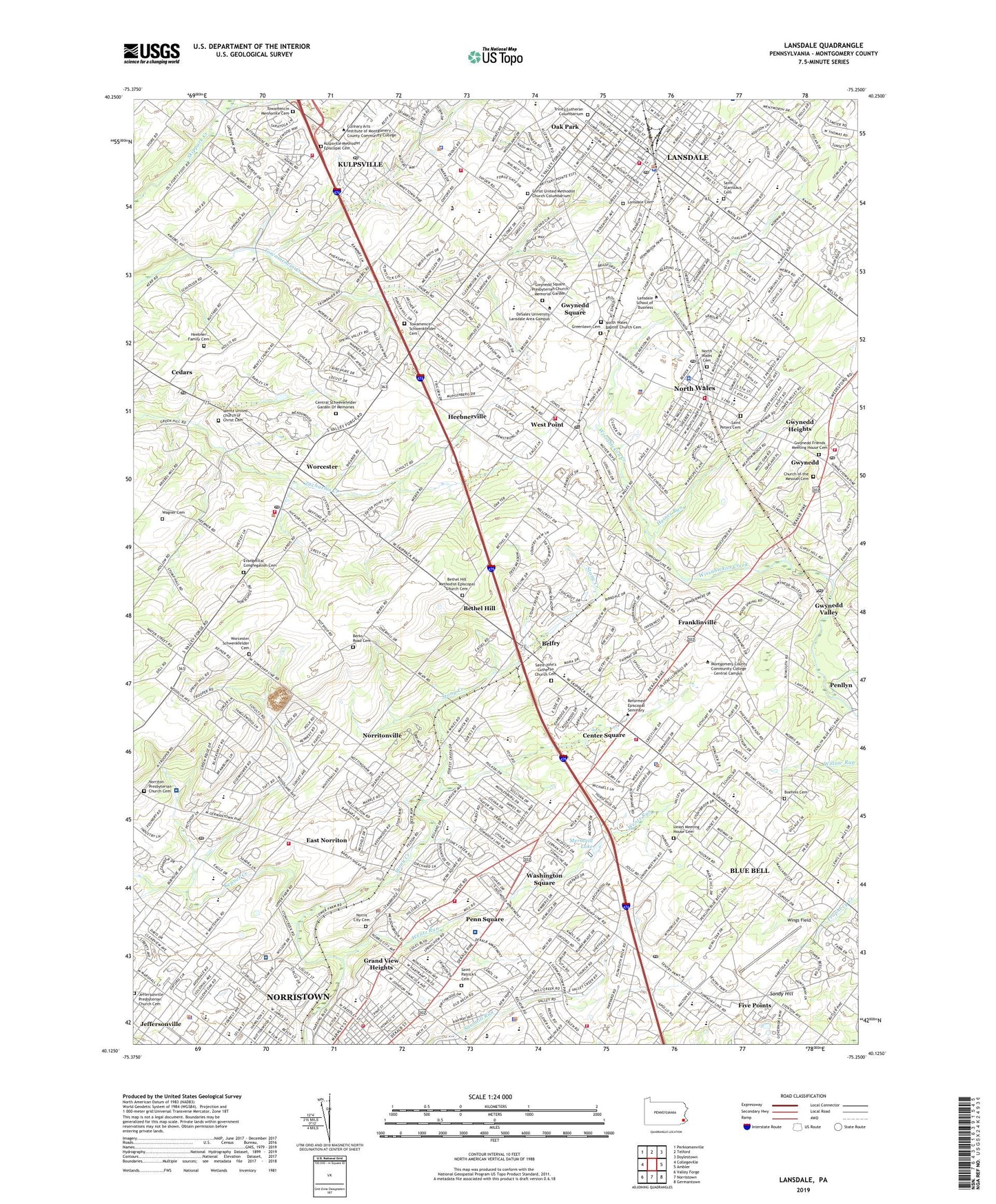 Lansdale Pennsylvania US Topo Map Image