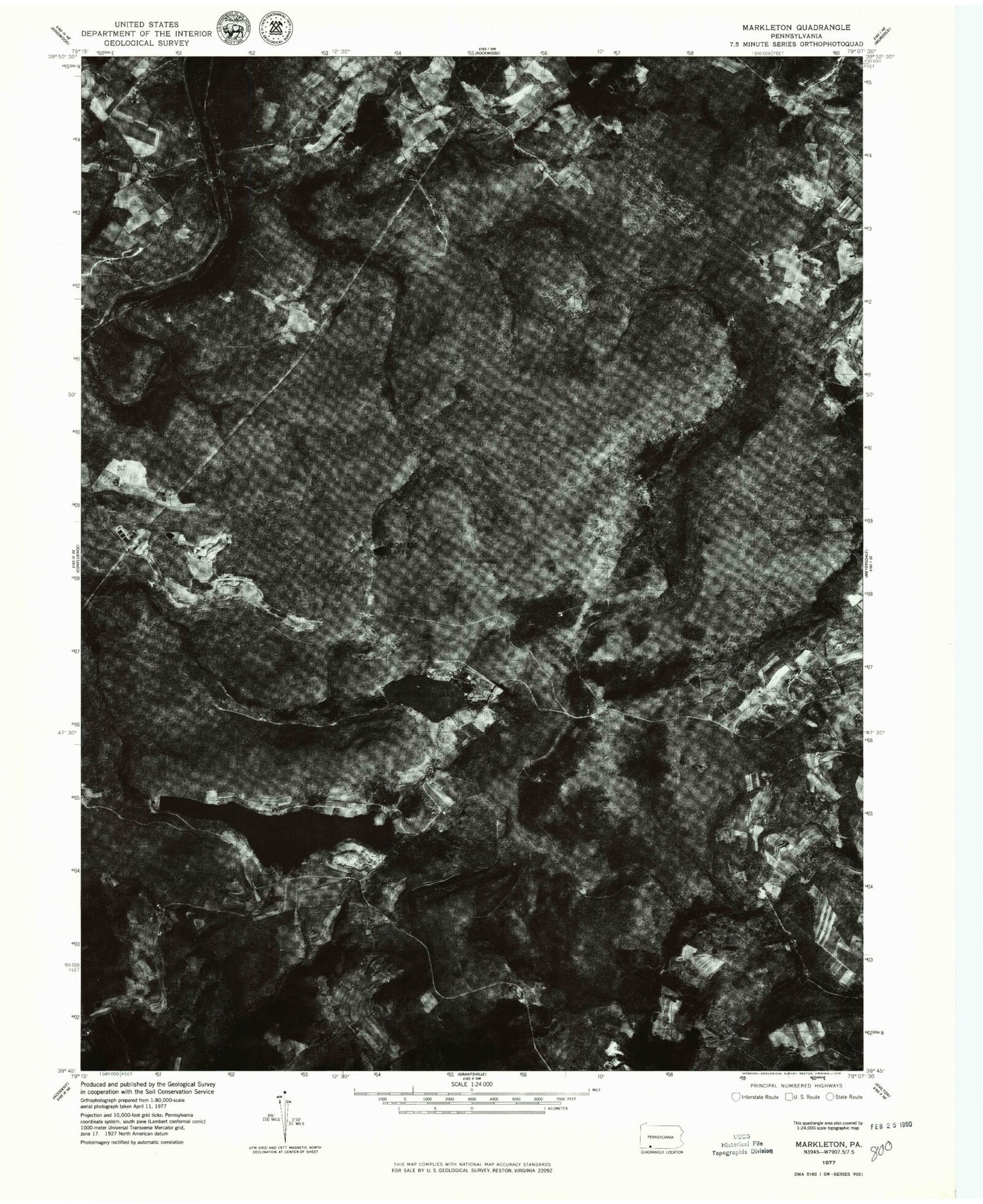 Classic USGS Markleton Pennsylvania 7.5'x7.5' Topo Map Image