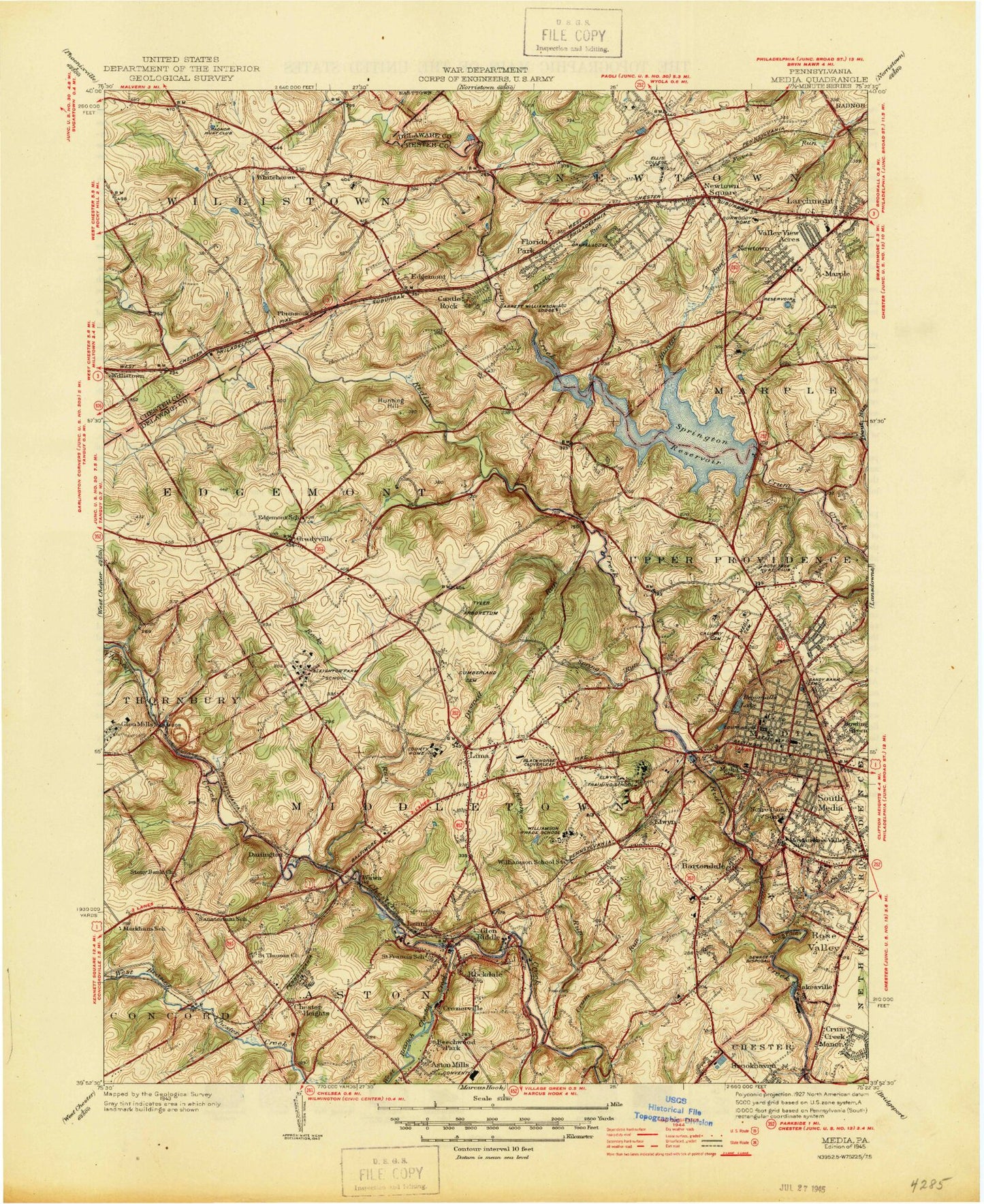Classic USGS Media Pennsylvania 7.5'x7.5' Topo Map Image