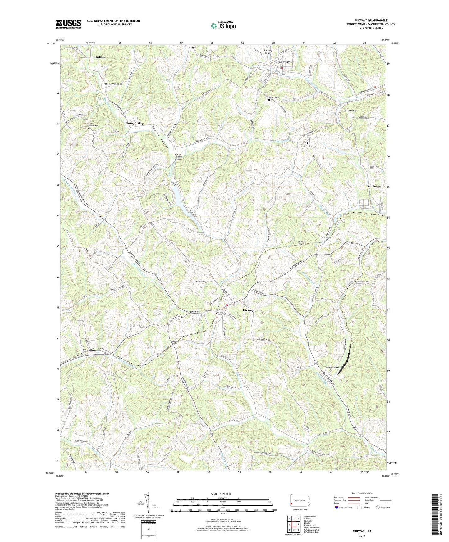 Midway Pennsylvania US Topo Map Image