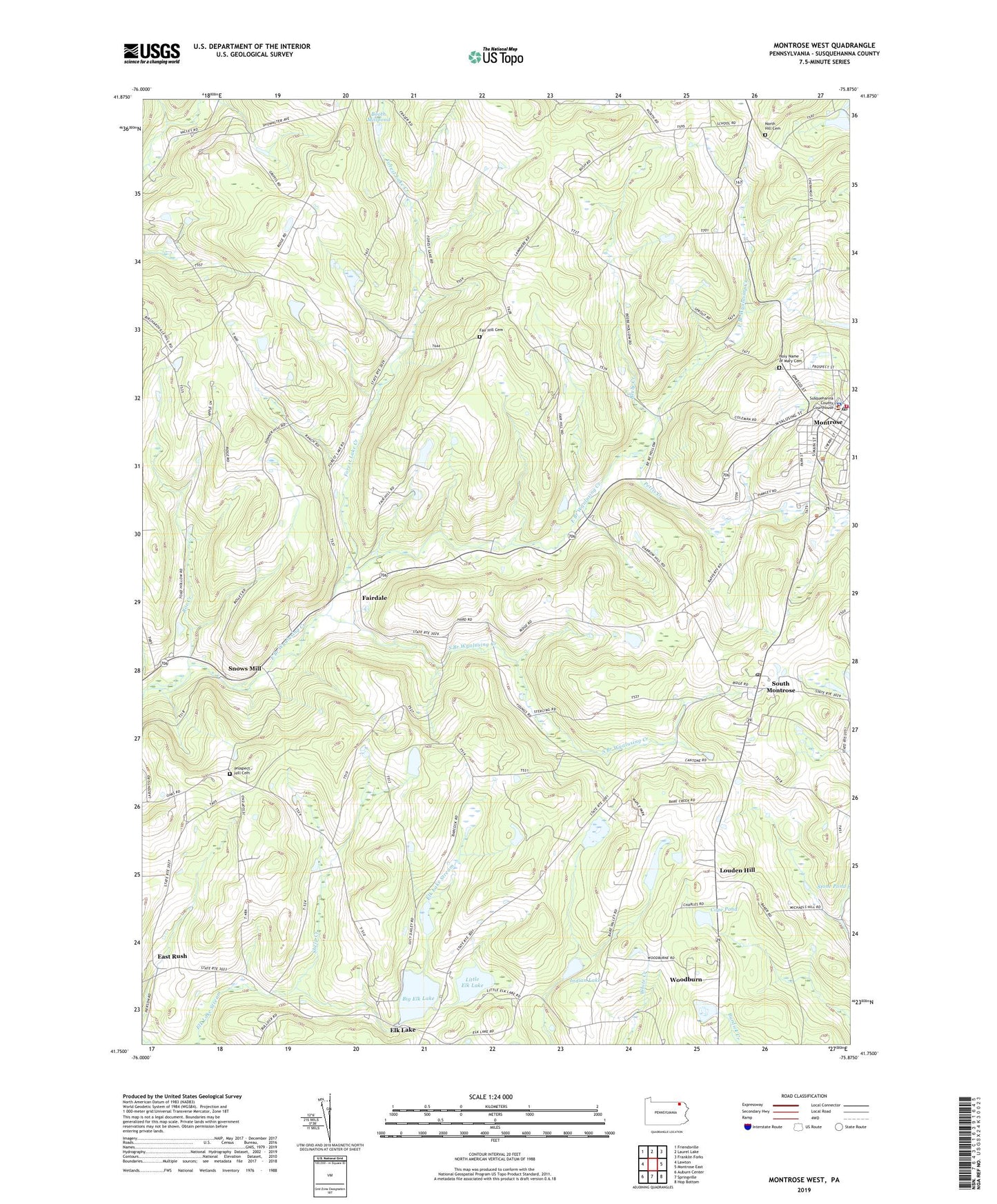 Montrose West Pennsylvania US Topo Map Image
