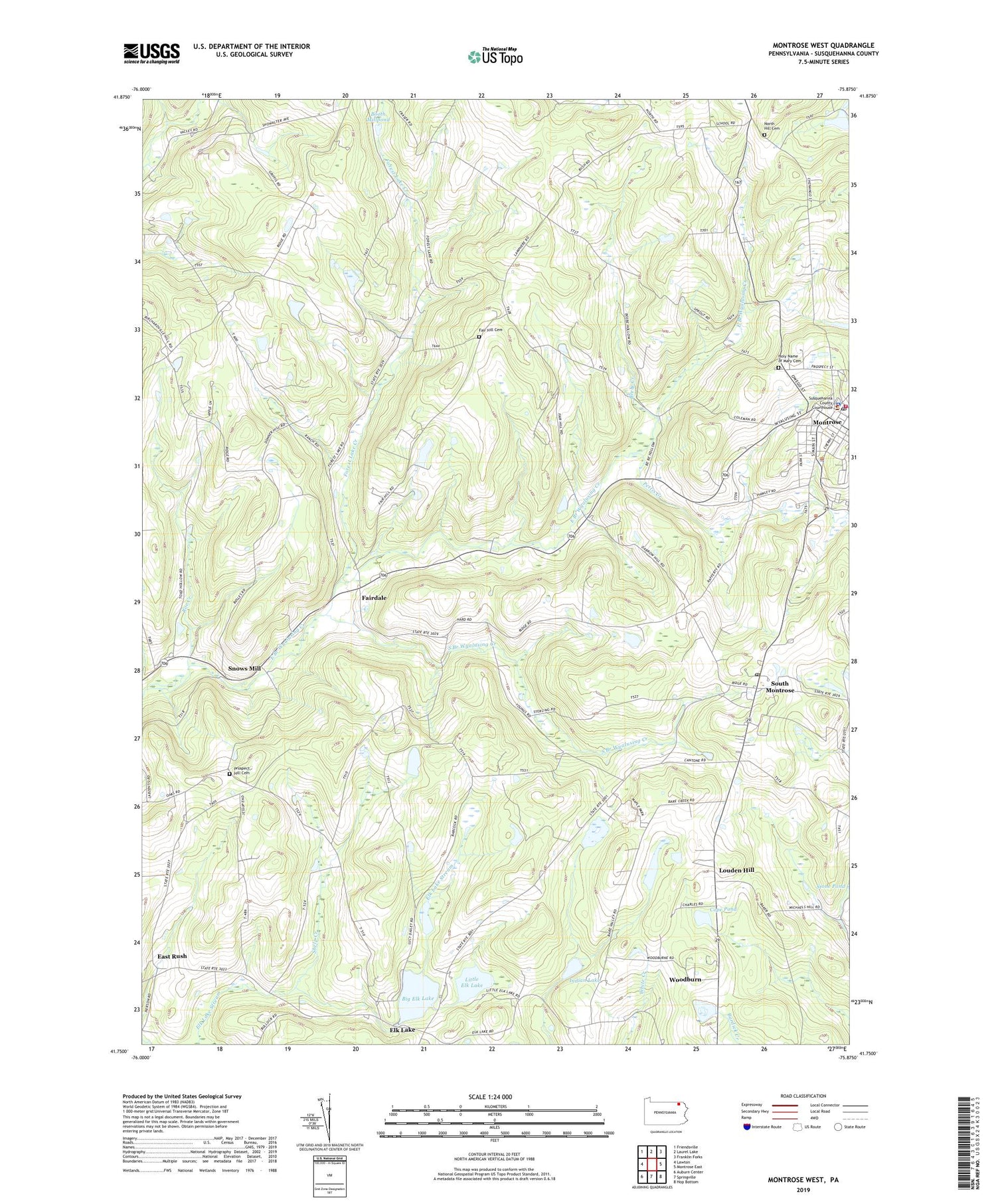 Montrose West Pennsylvania US Topo Map Image