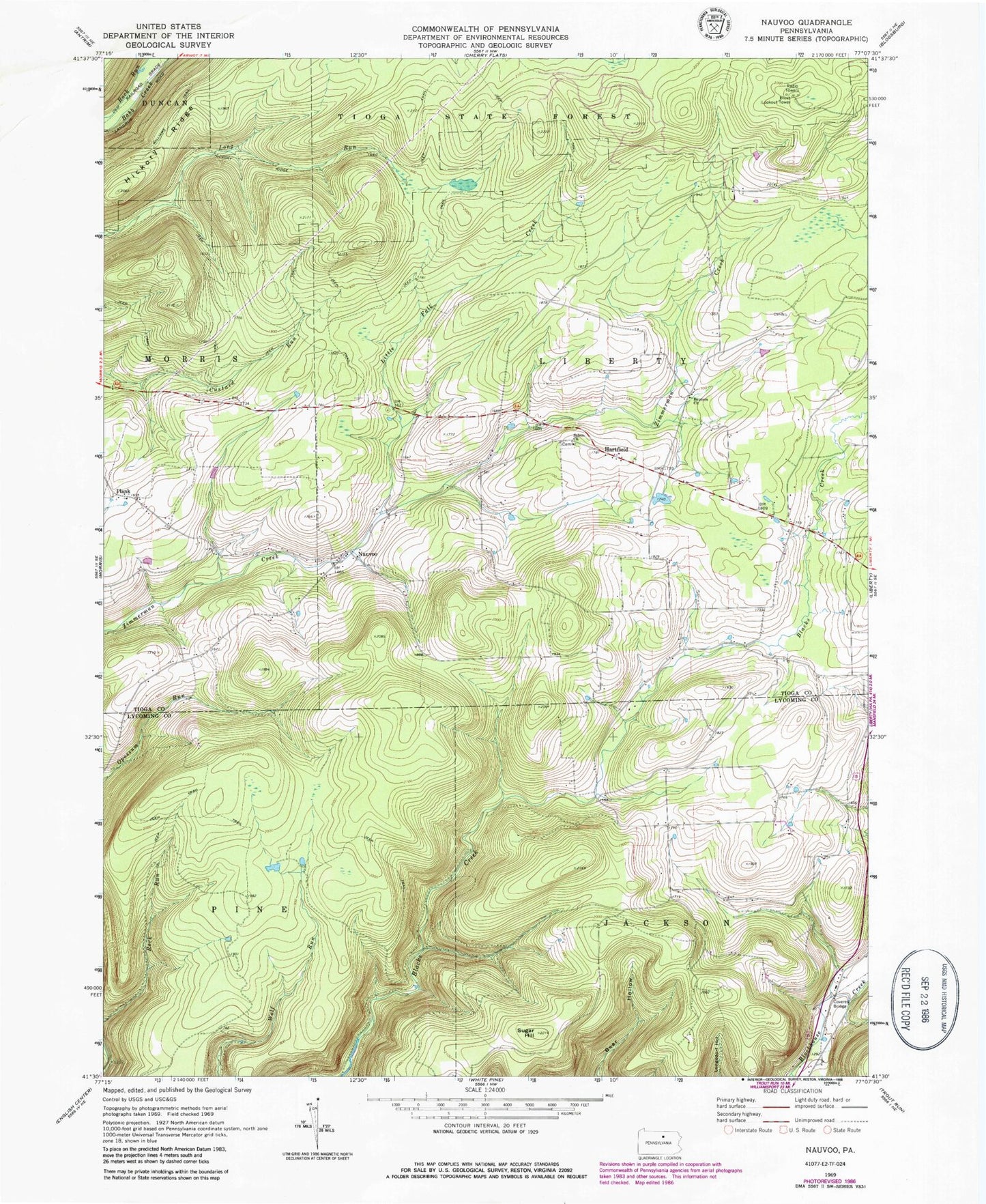 Classic USGS Nauvoo Pennsylvania 7.5'x7.5' Topo Map Image
