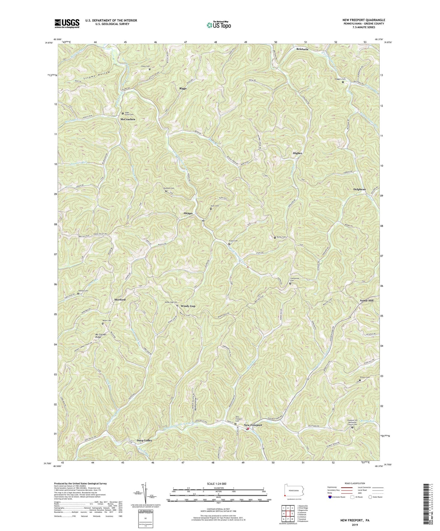 New Freeport Pennsylvania US Topo Map Image