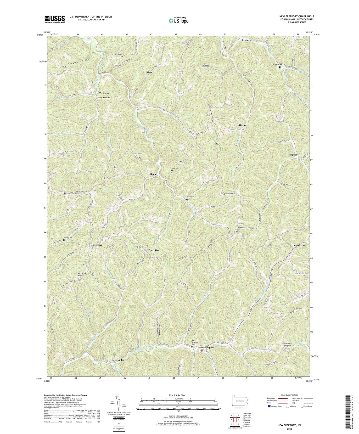 New Freeport Pennsylvania US Topo Map Image