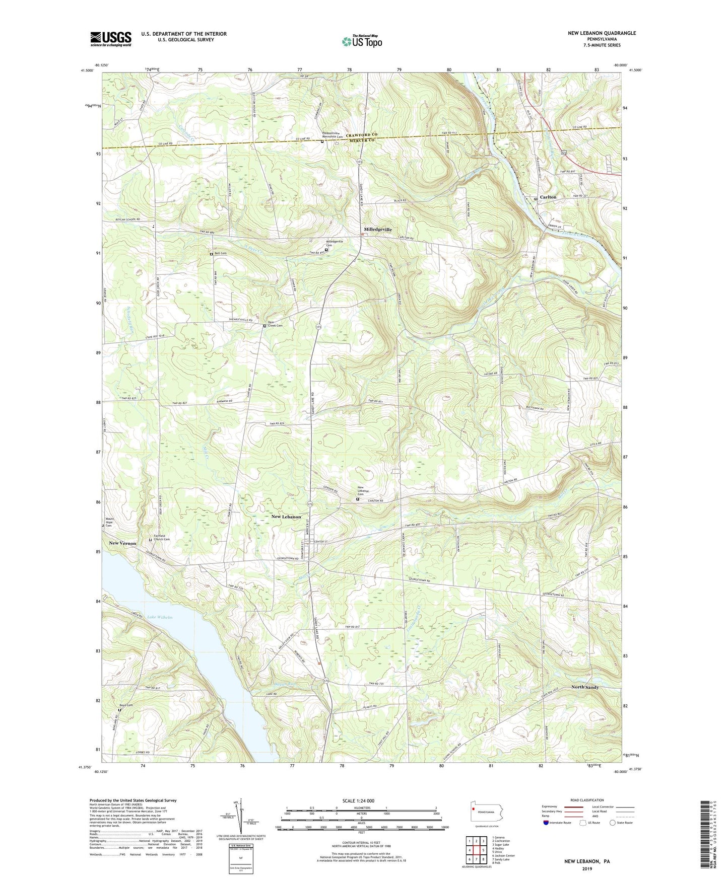 New Lebanon Pennsylvania US Topo Map Image
