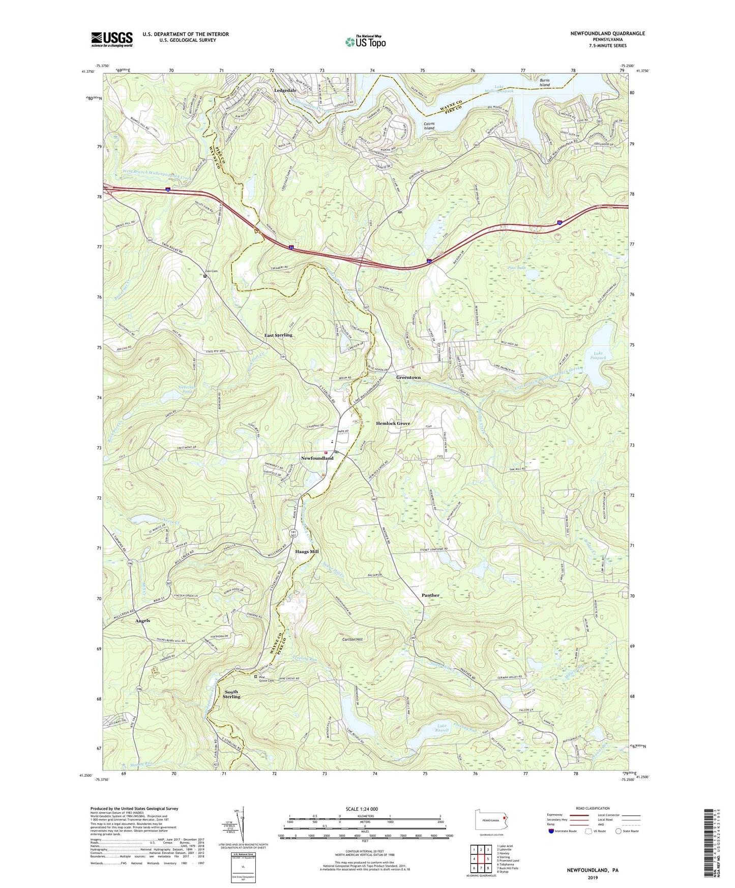 Newfoundland Pennsylvania US Topo Map Image