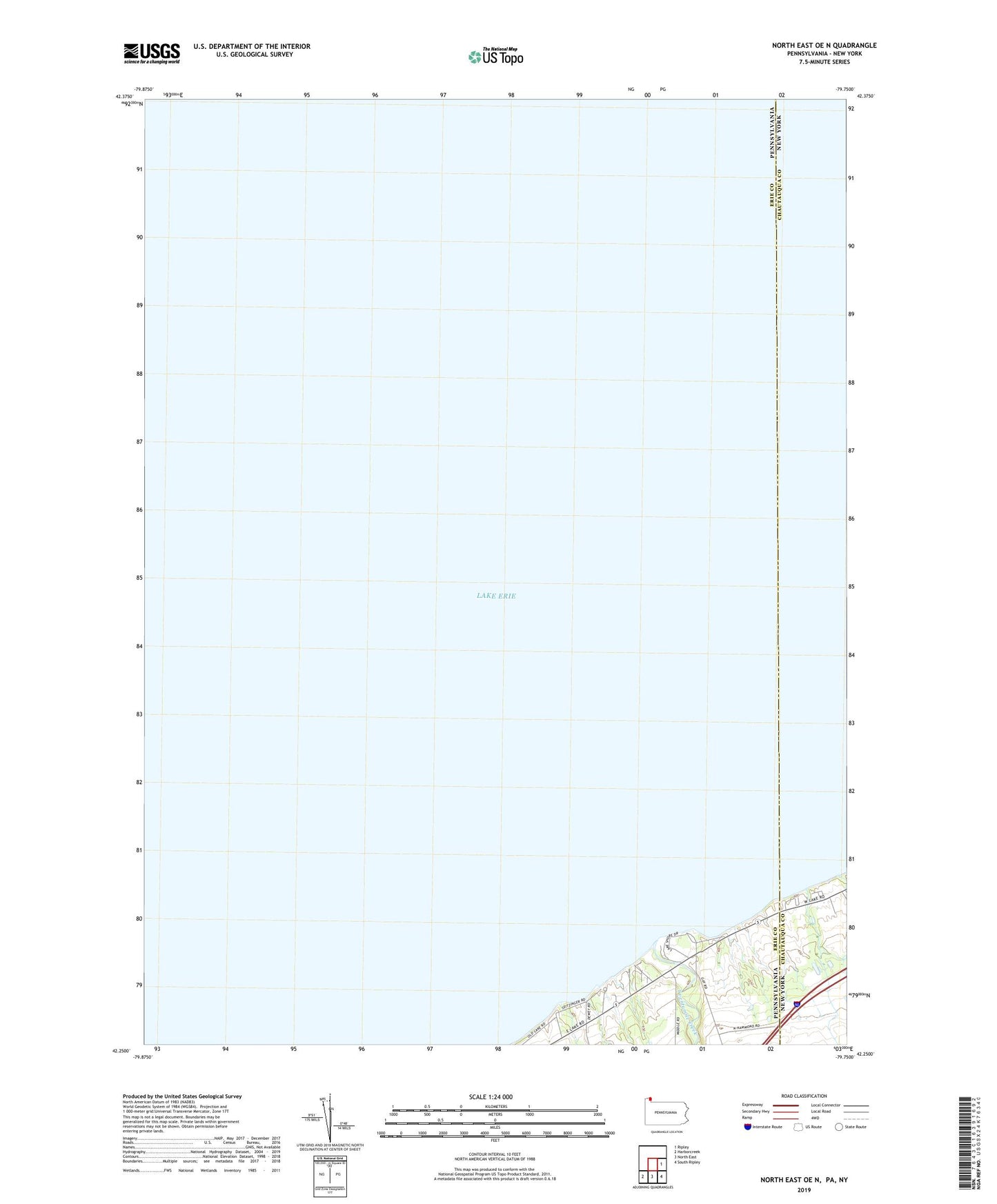 North East OE N Pennsylvania US Topo Map Image