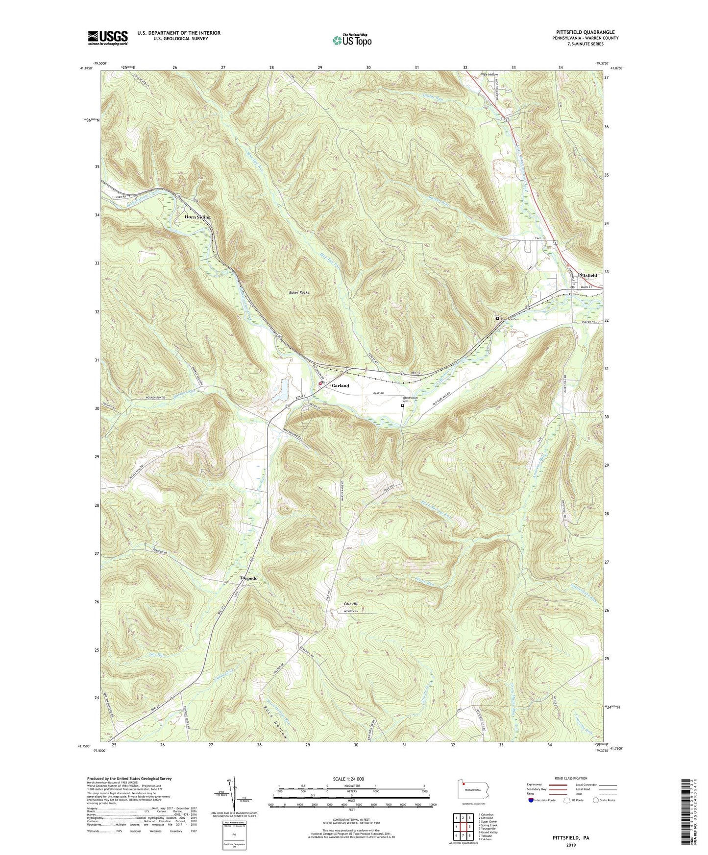 Pittsfield Pennsylvania US Topo Map Image
