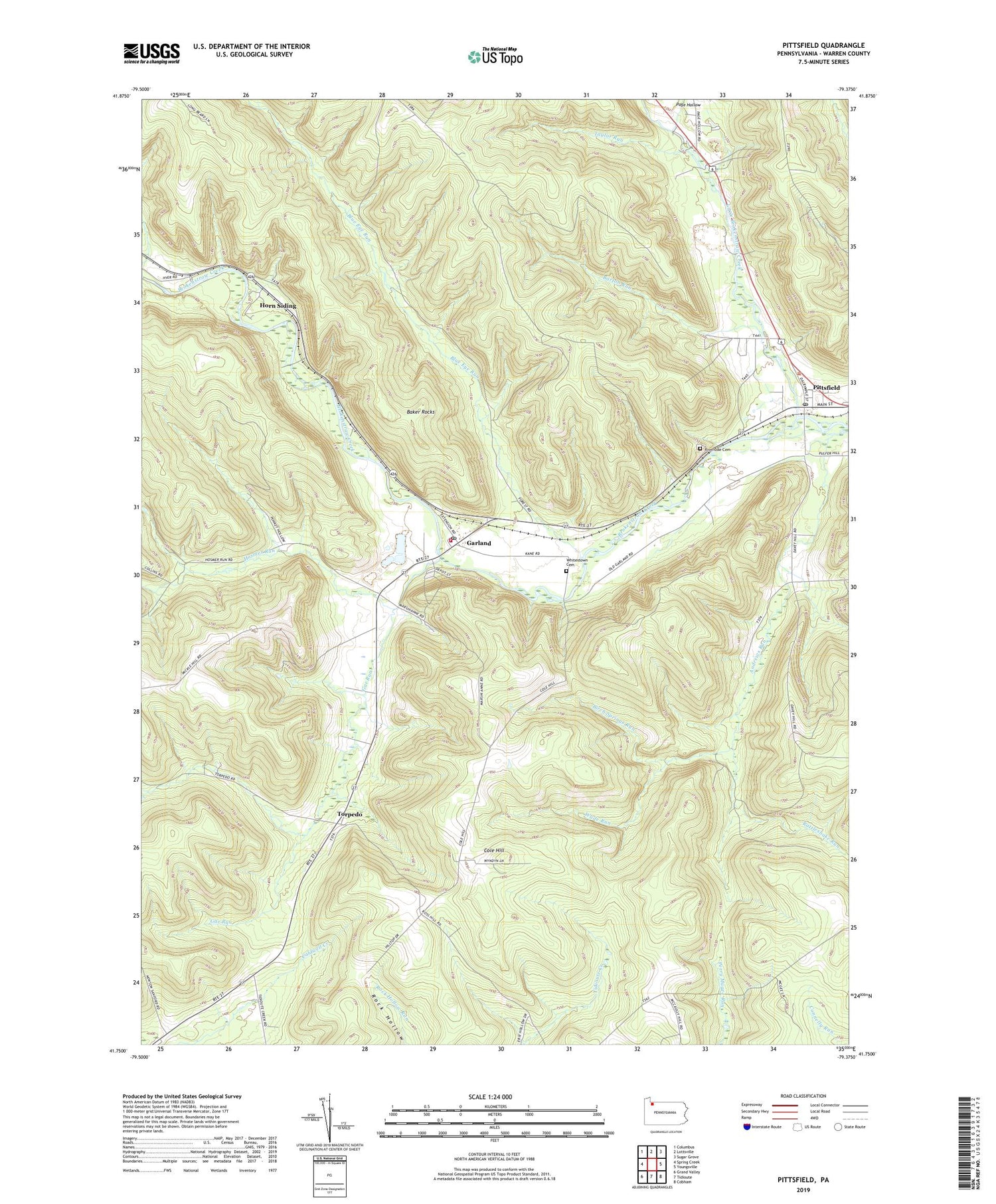 Pittsfield Pennsylvania US Topo Map Image