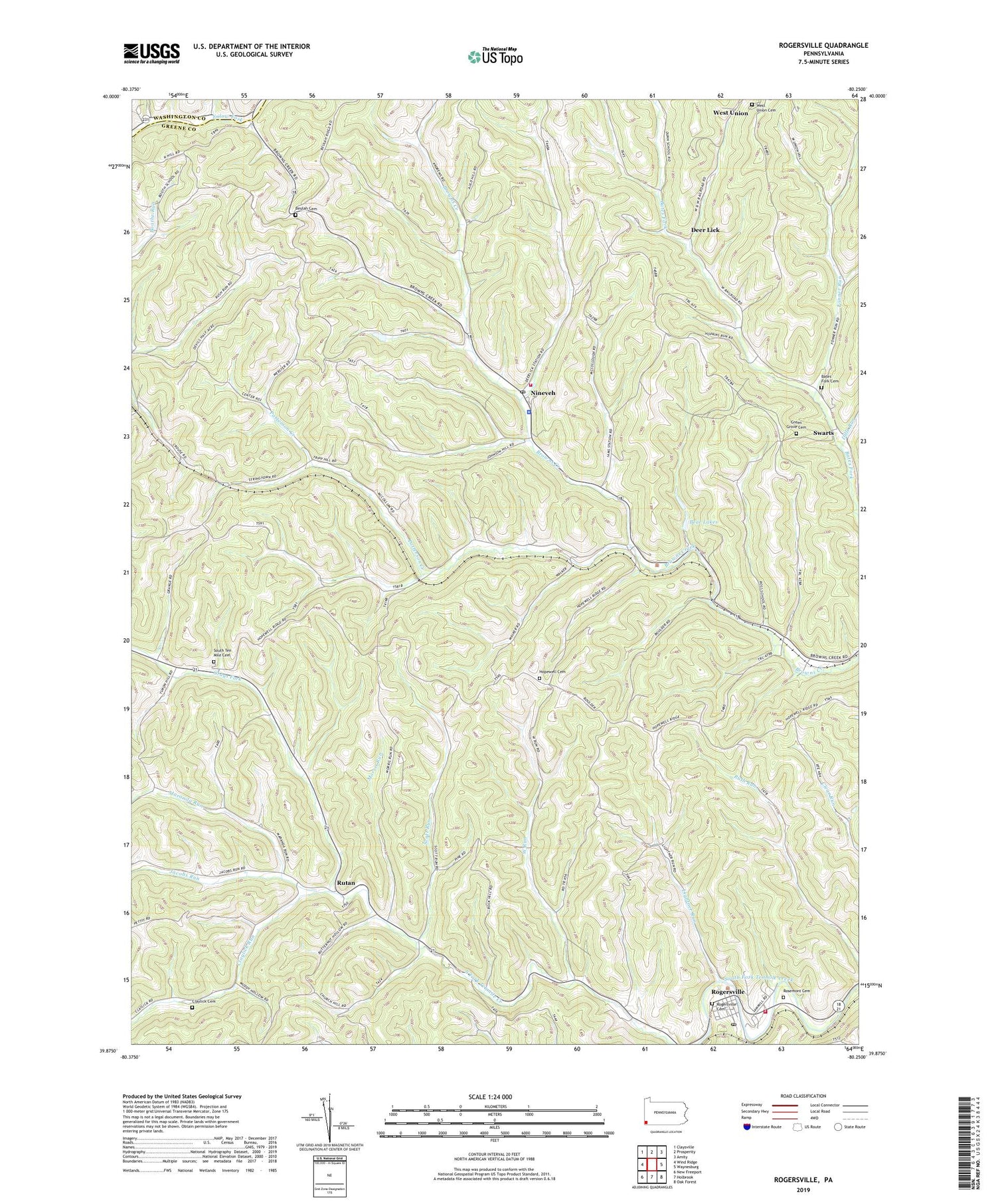 Rogersville Pennsylvania US Topo Map Image