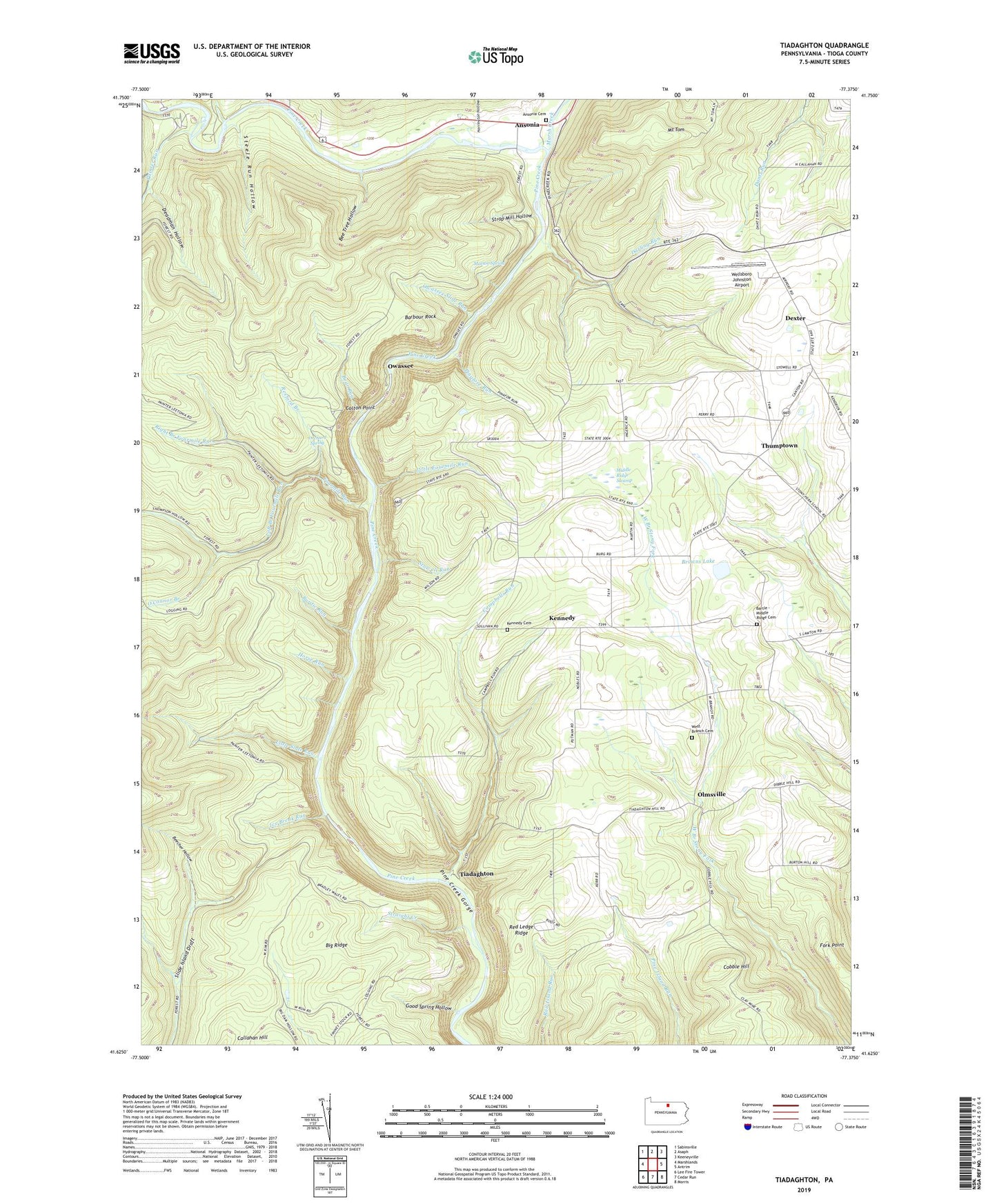 Tiadaghton Pennsylvania US Topo Map Image